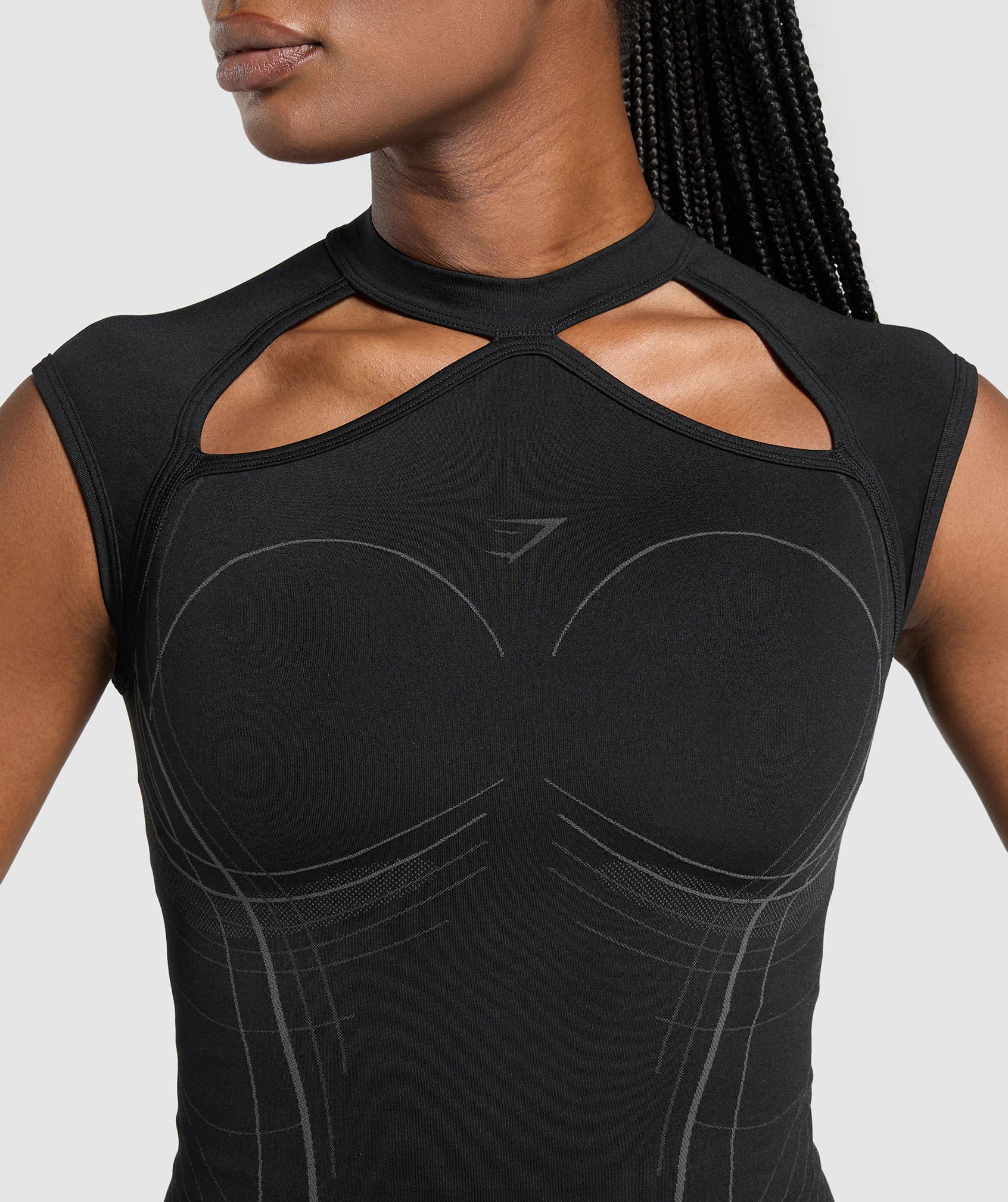 Gymshark Apex Seamless Midi T-Shirt - Black/Graphite Grey