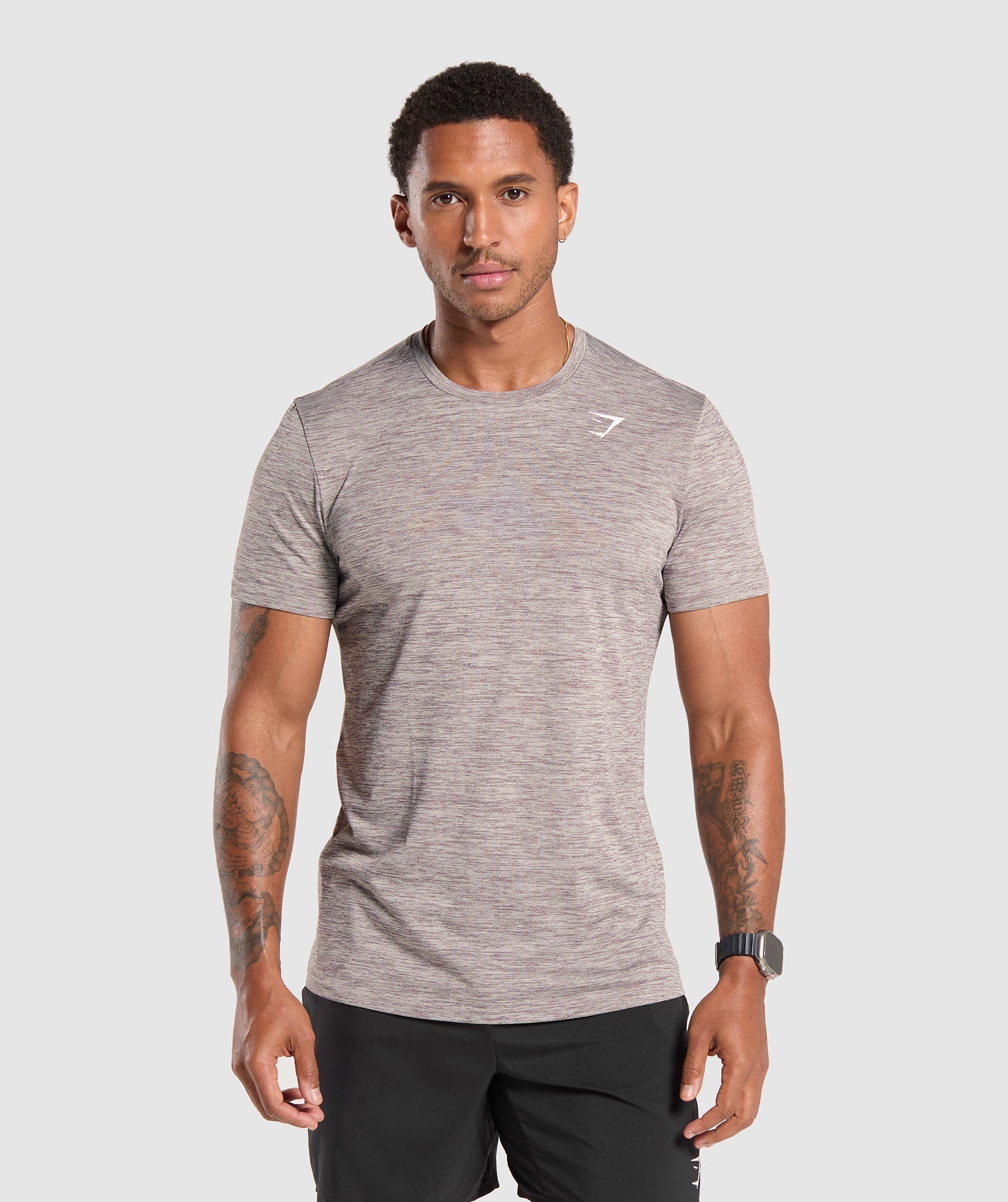 Gymshark Arrival Marl T-Shirt - Pebble Grey/Powder Mauve Marl