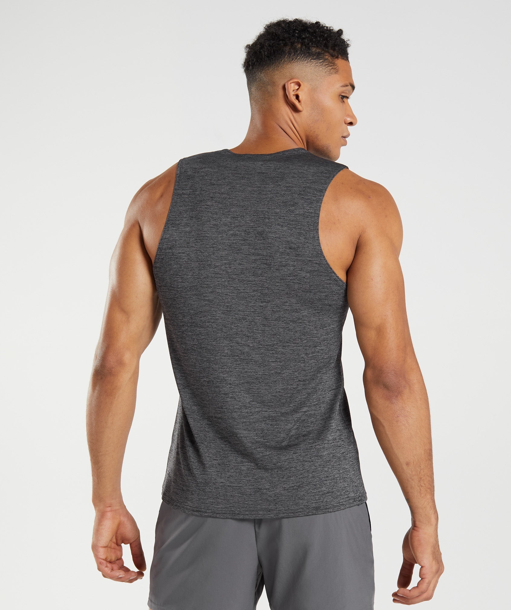 Gymshark Arrival Slim Marl Tank - Black/Silhouette Grey Marl