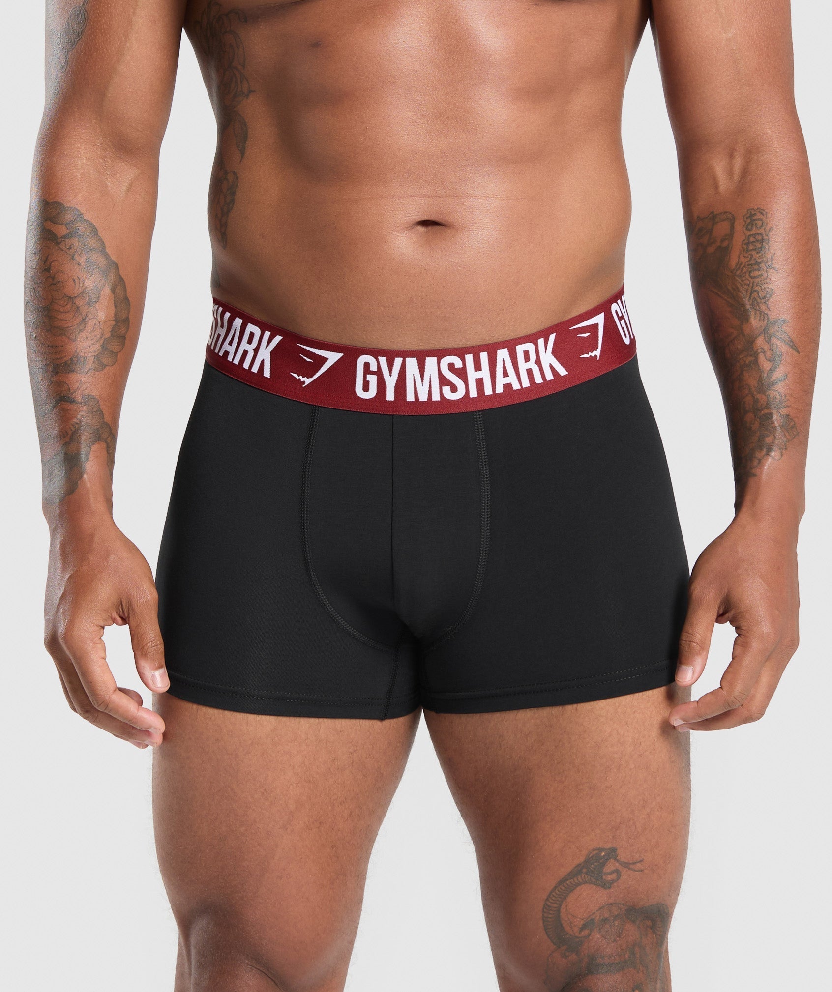 Gymshark Boxer Brief 3PK - Black/Warm Lilac/Black/Cargo Blue/Black/Reps Red