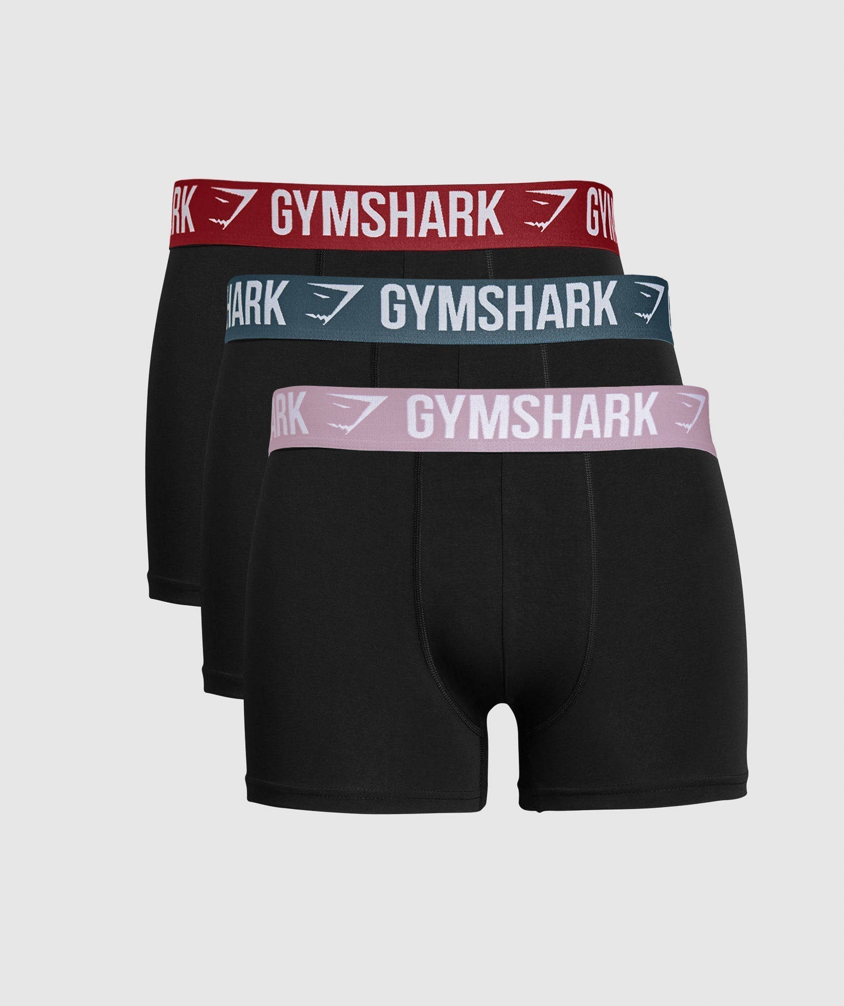 Gymshark Boxer Brief 3PK - Black/Warm Lilac/Black/Cargo Blue/Black/Reps Red