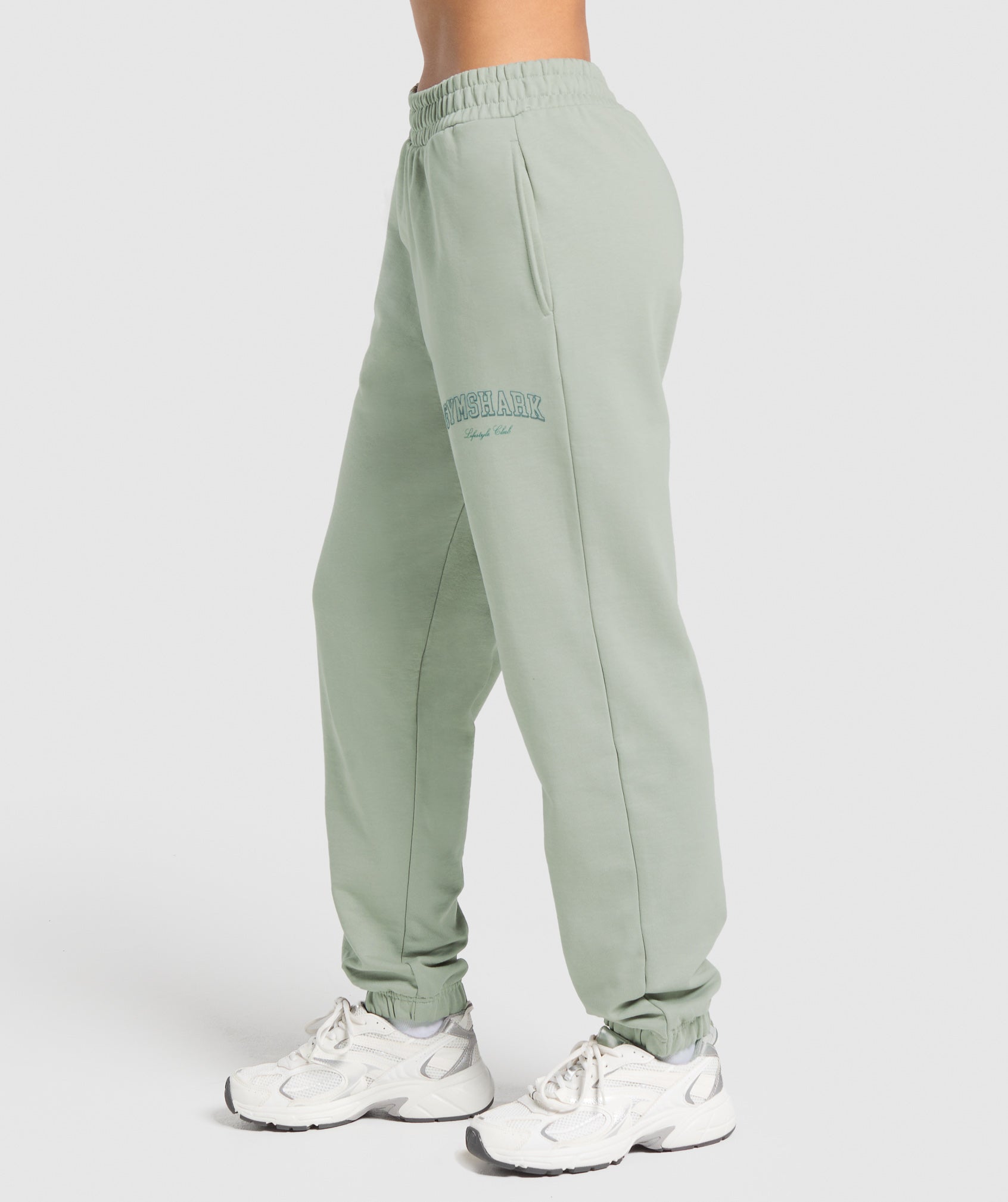 Gymshark Campus Classics Graphic Joggers - Stone Grey