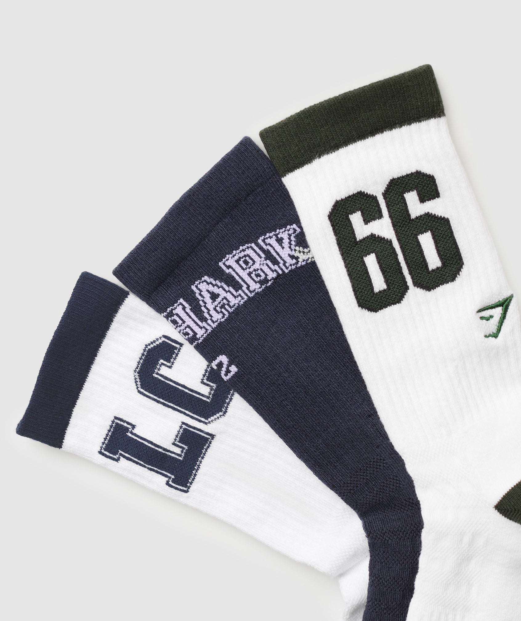 Collegiate Crew Socks 3pk - White/Heavy Blue/Trail Green