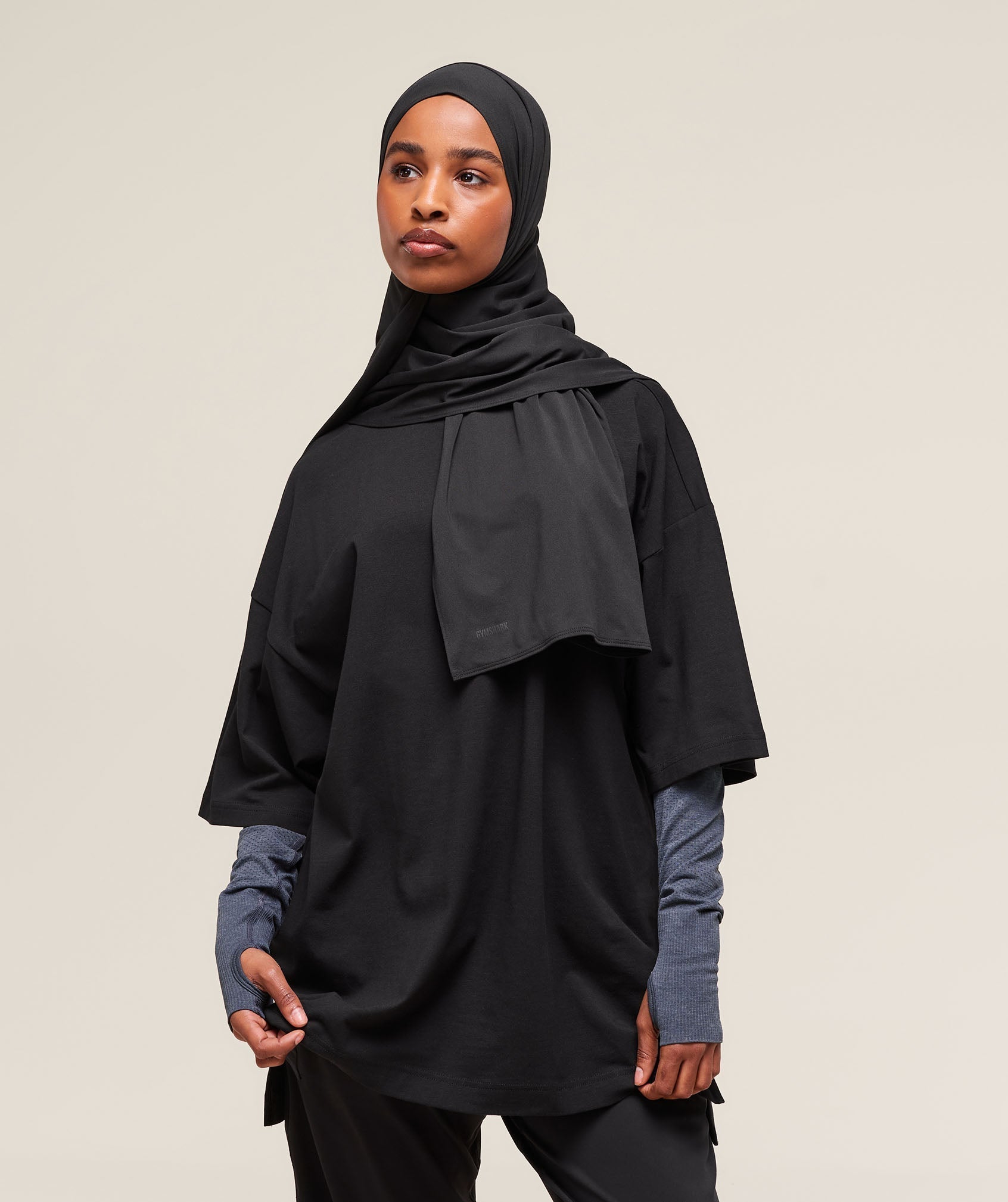 Gymshark Covered Longline Cotton T-Shirt - Black