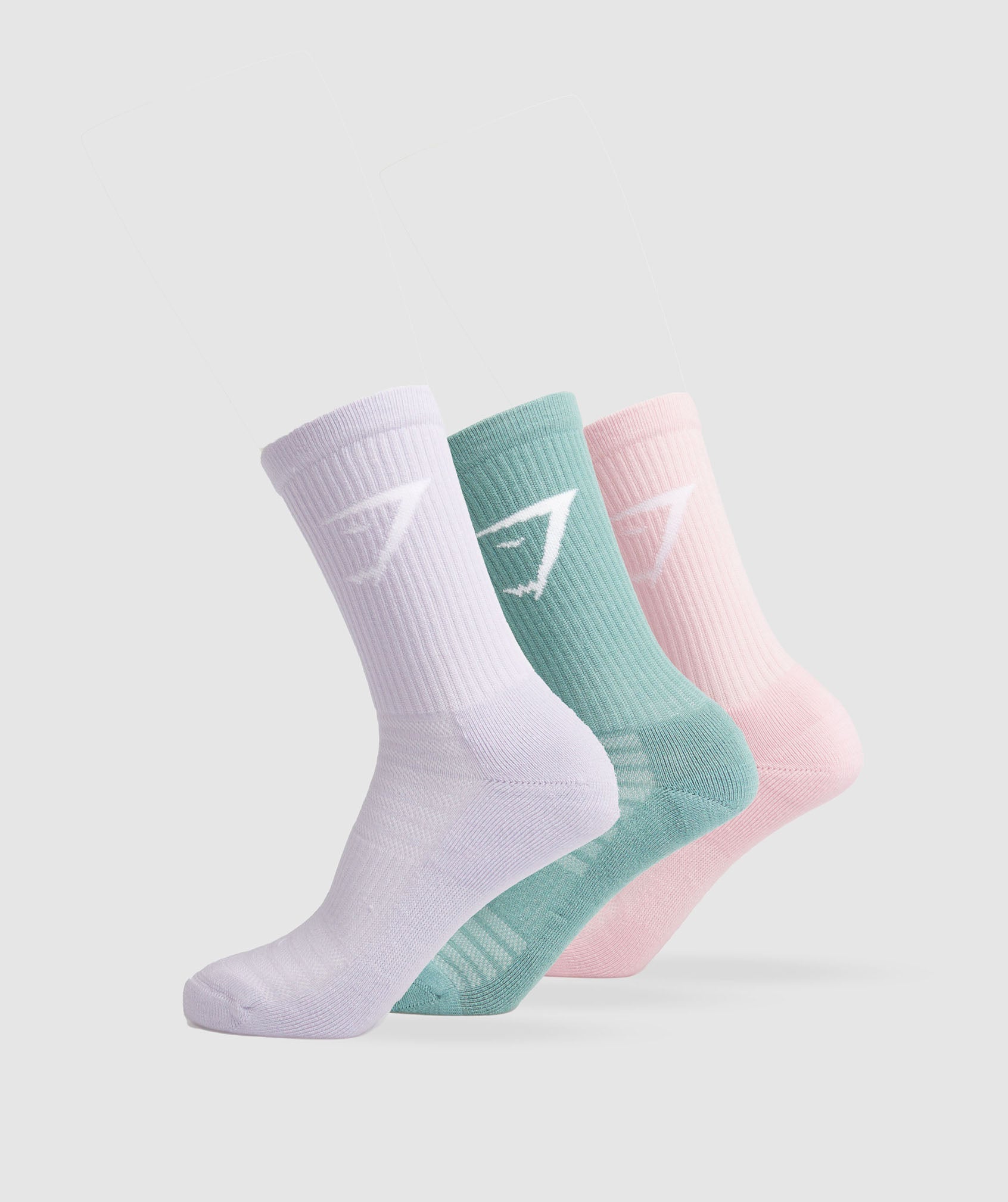 Gymshark Crew Socks 3pk - Chalk Pink/Ink Teal/Purple