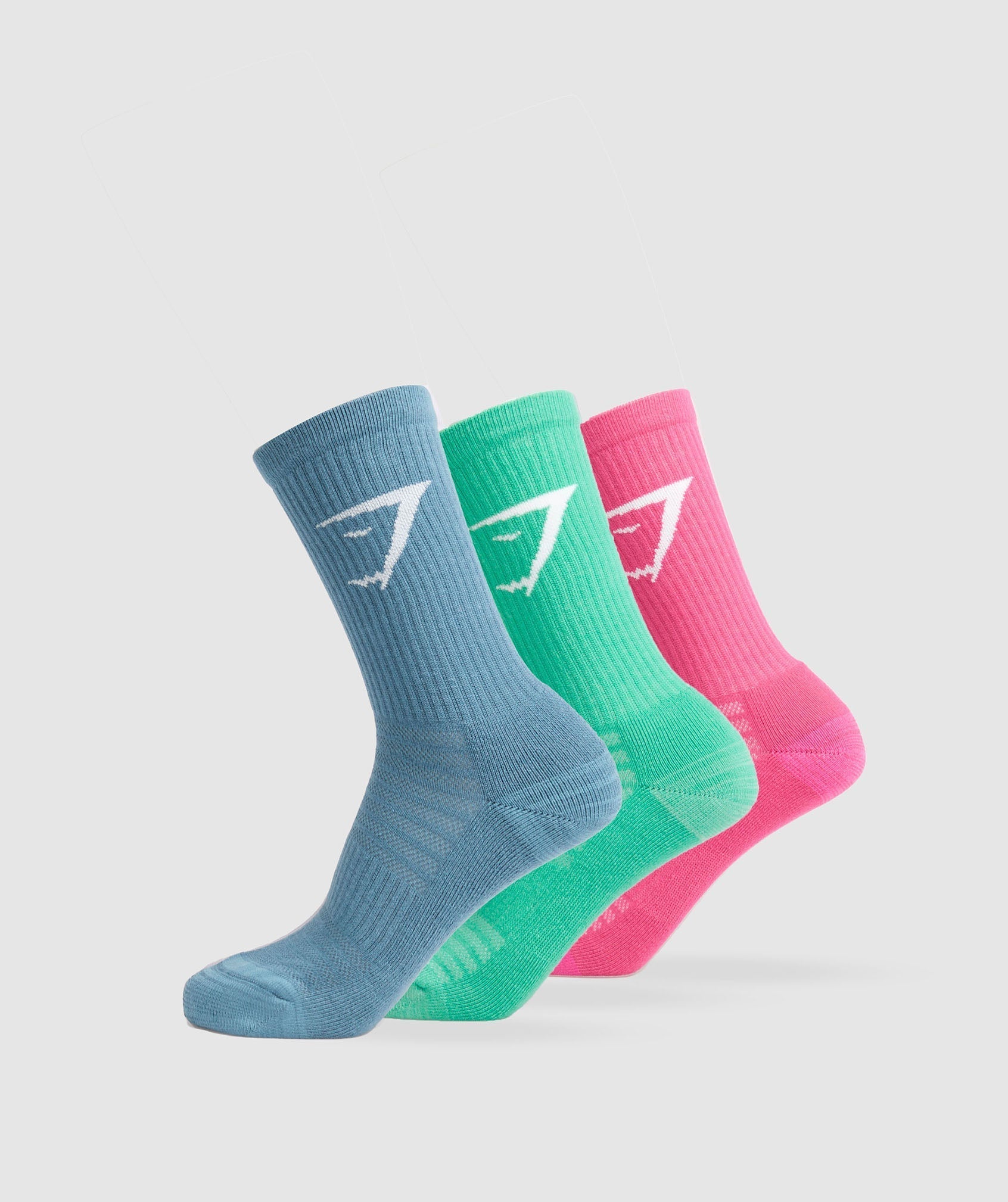 Gymshark Crew Socks 3pk - Blue/Green/Fuchsia