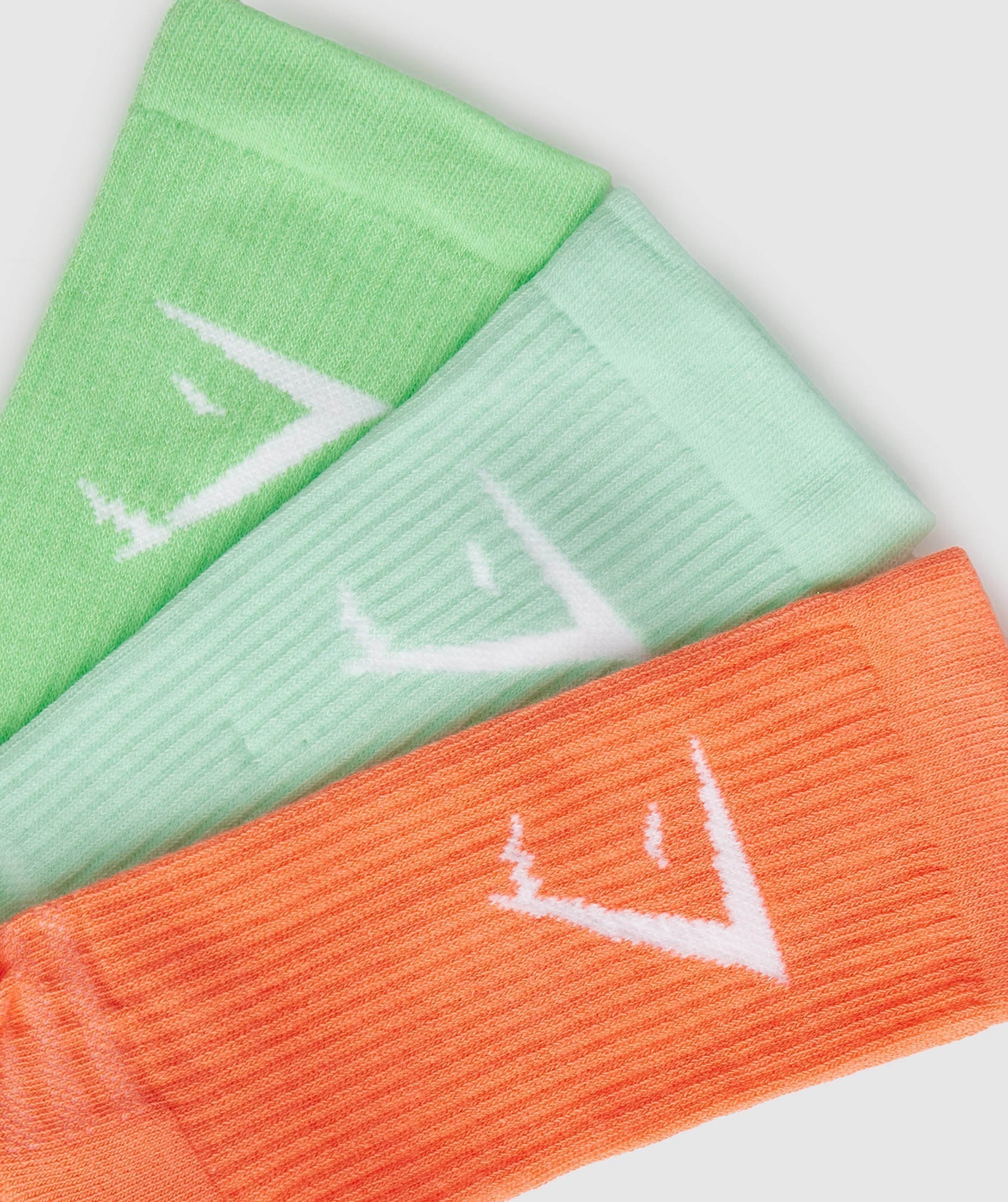 Gymshark Crew Socks 3pk - Orange/Pool Blue/Iris Green