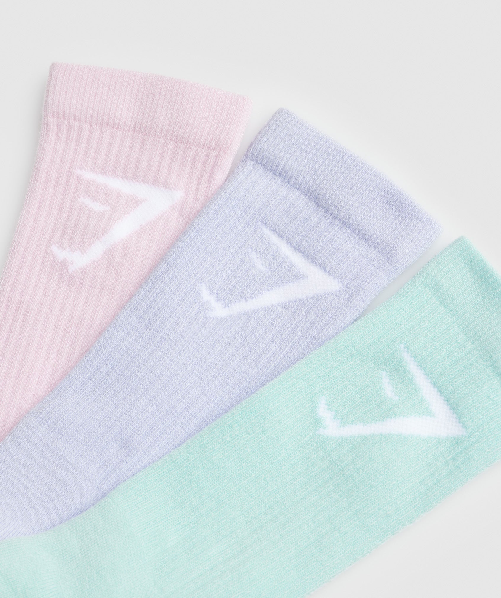 Gymshark Crew Socks 3pk - Mystic Lilac/Serene Blue/Lemonade Pink