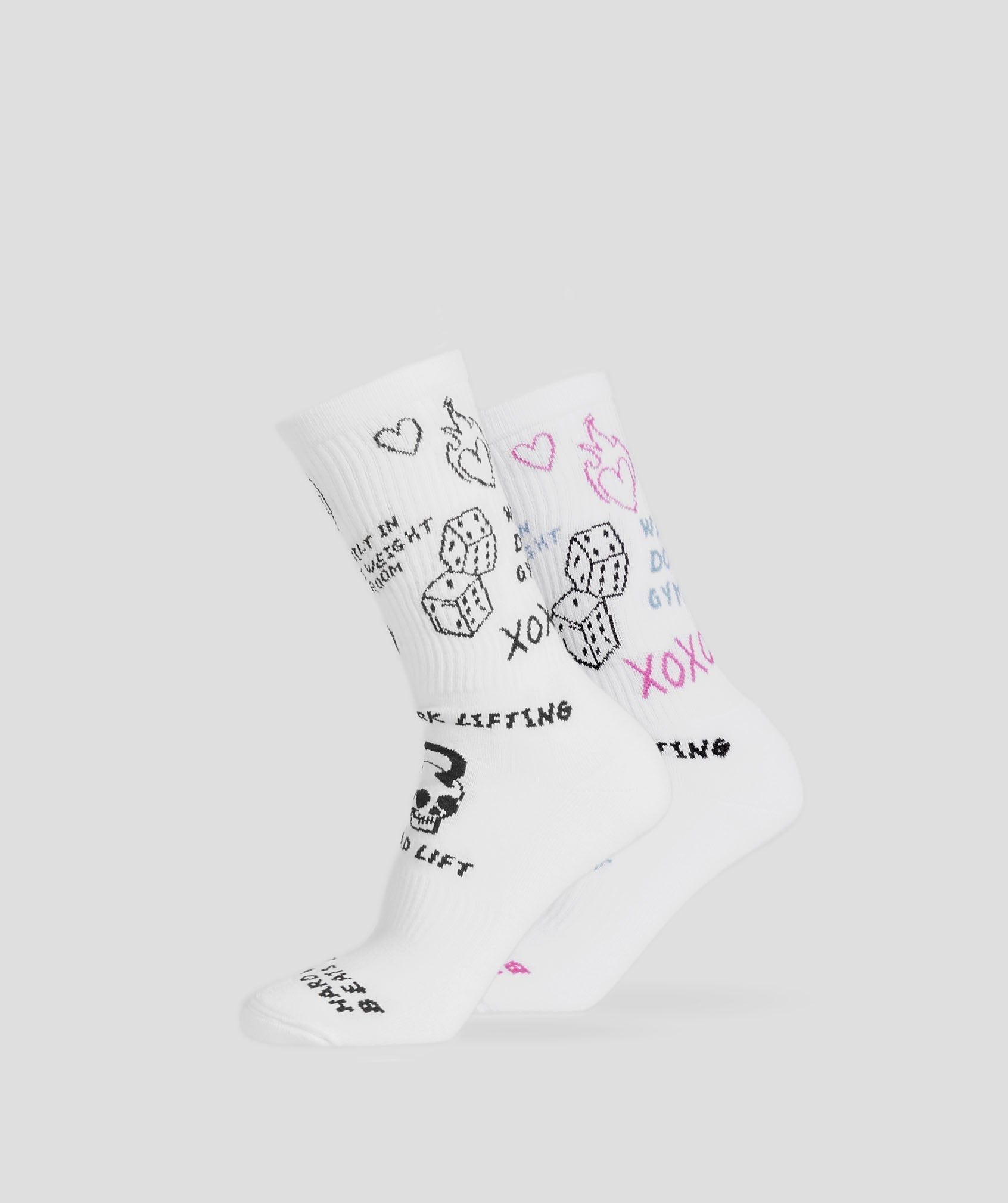 Gymshark Character Combi Crew 2pk - White/Black/Winning Pink/Classic Blue