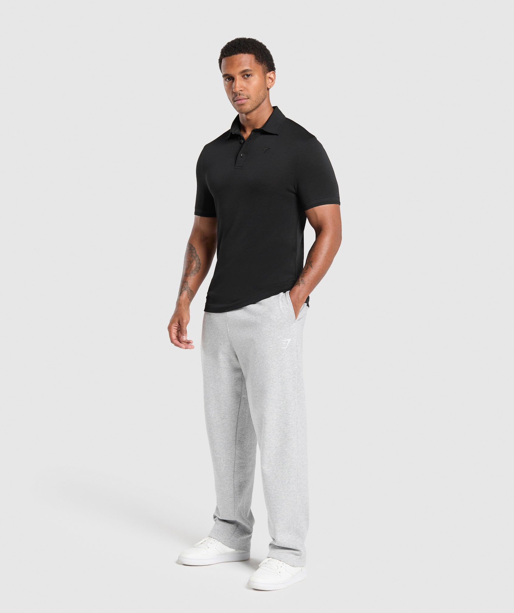 Gymshark Flat Knit Polo Shirt - Black