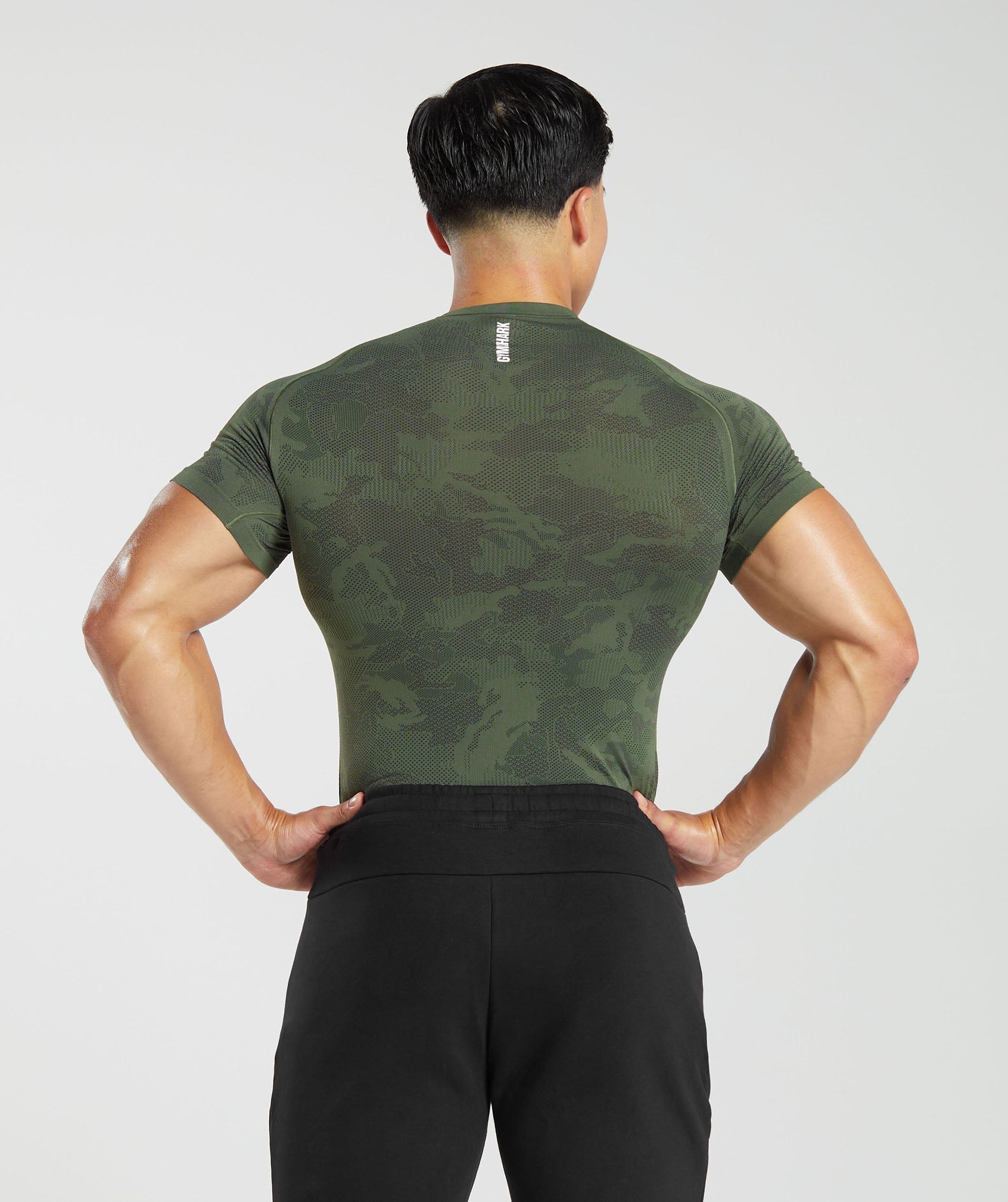 Gymshark Geo Seamless T-Shirt - Core Olive/Black
