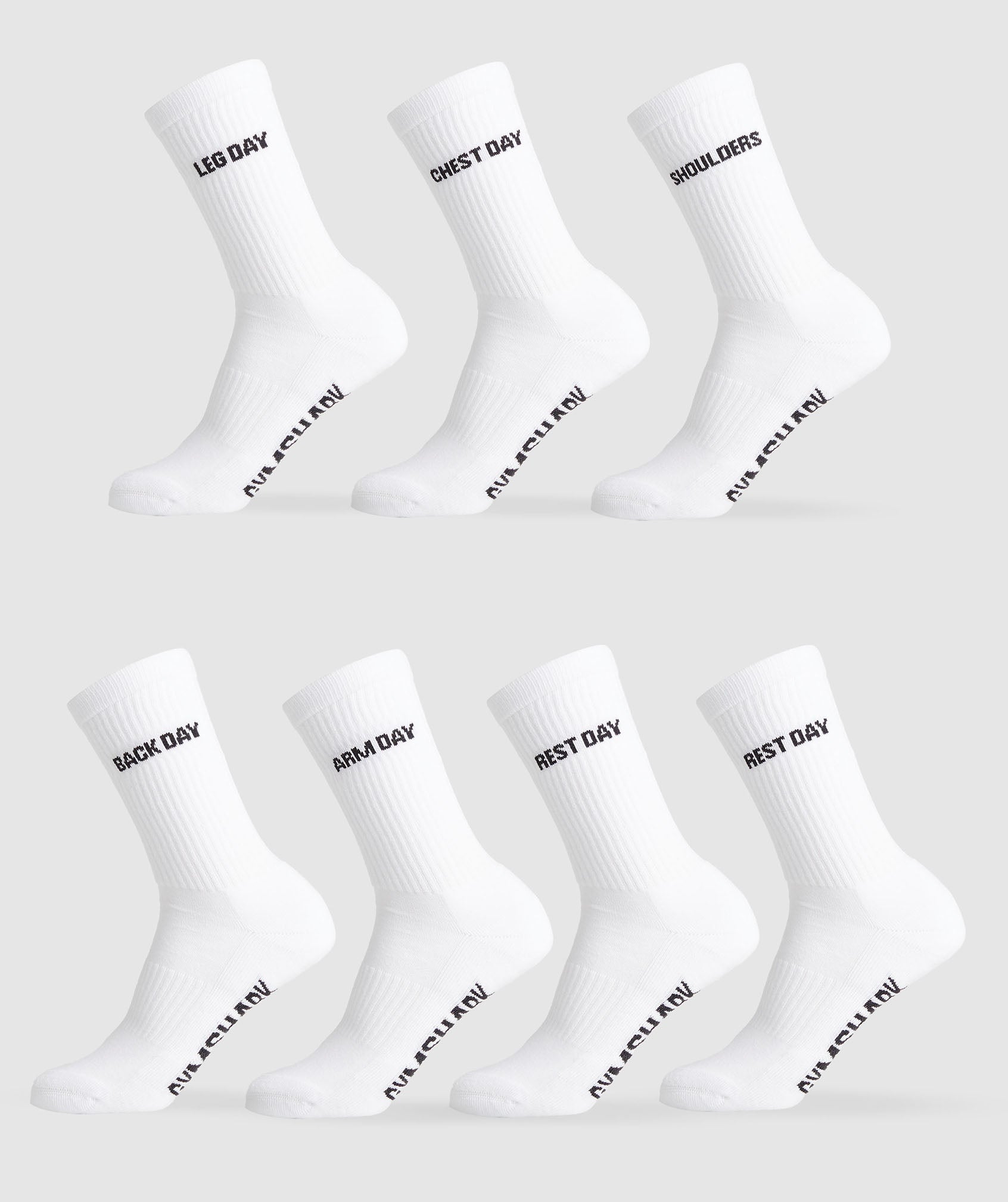 Gymshark Graphic Crew Socks 7PK - White