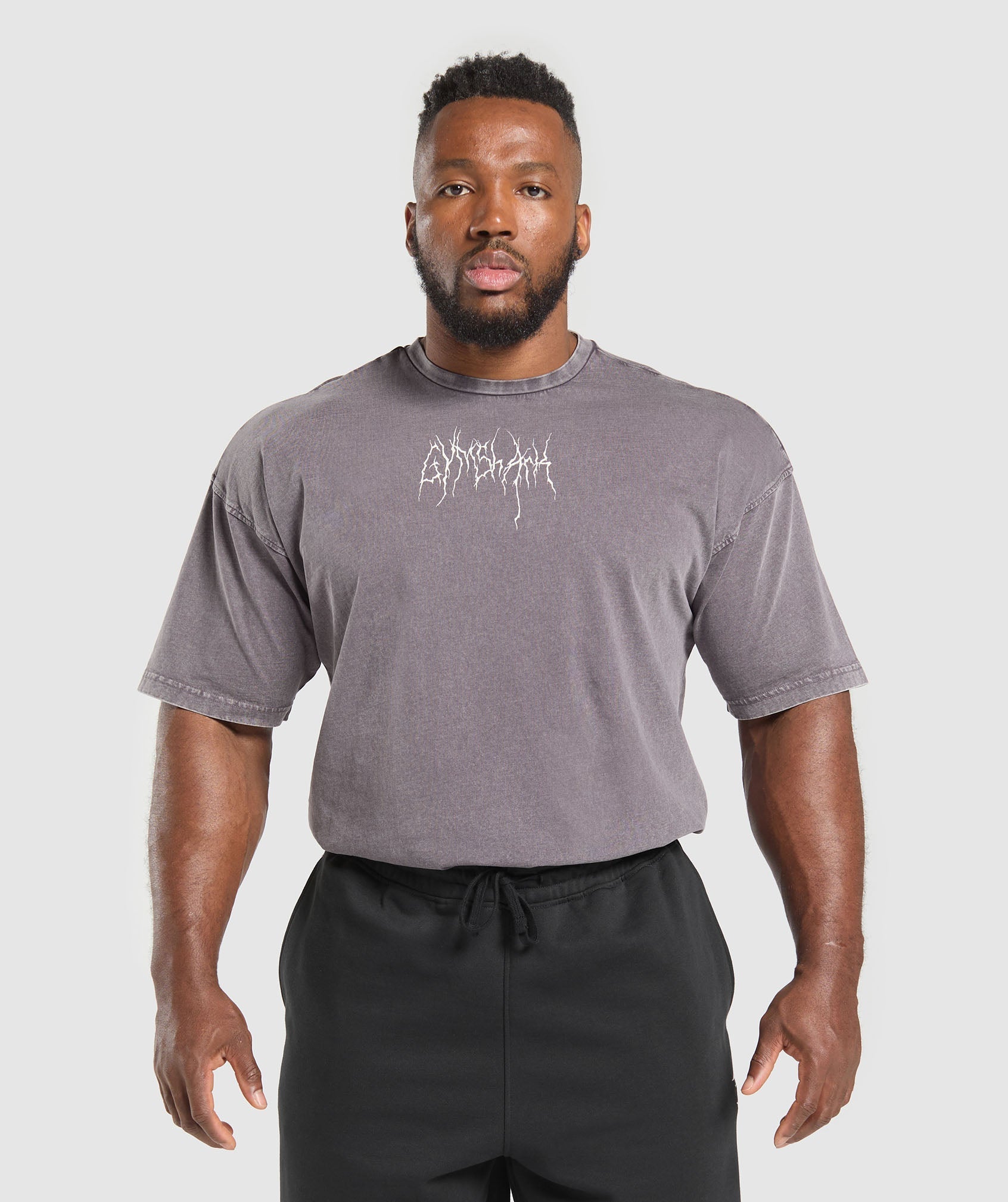 Gymshark Distressed Graphic T-shirt - Brushed Purple Acid Wash