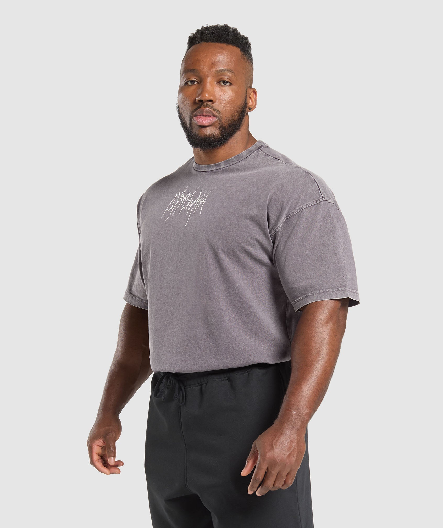 Gymshark Distressed Graphic T-shirt - Brushed Purple Acid Wash