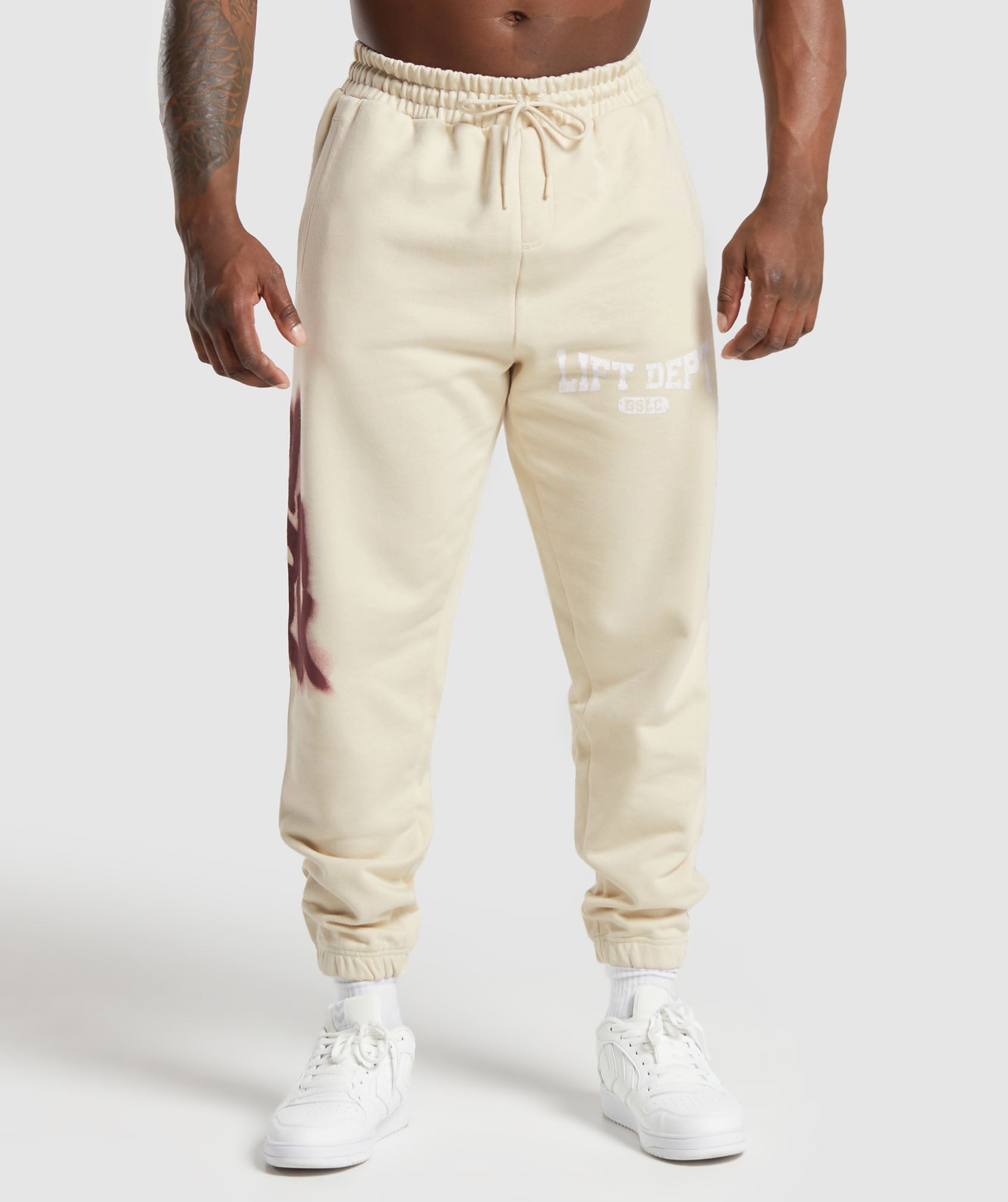Gymshark Lifting Department Graffiti Joggers - Ecru White