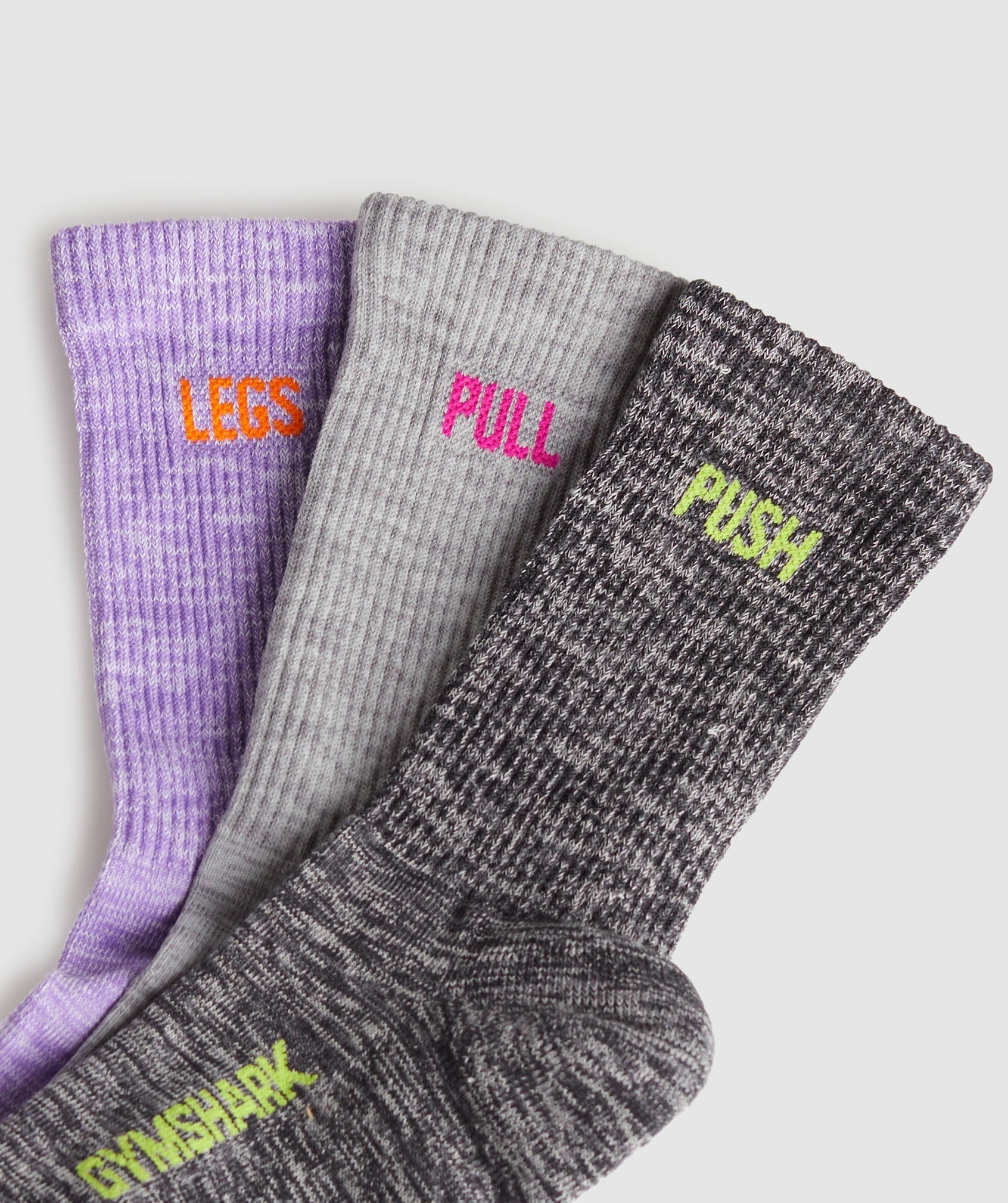 Gymshark GFX Marl Crew Socks 3pk - Purple