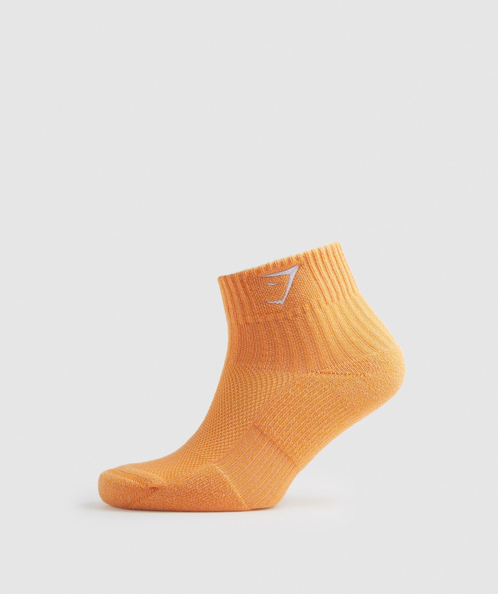 Gymshark Sharkhead Embroidered Quarter Socks 2pk - Hibiscus Pink/Apricot Orange