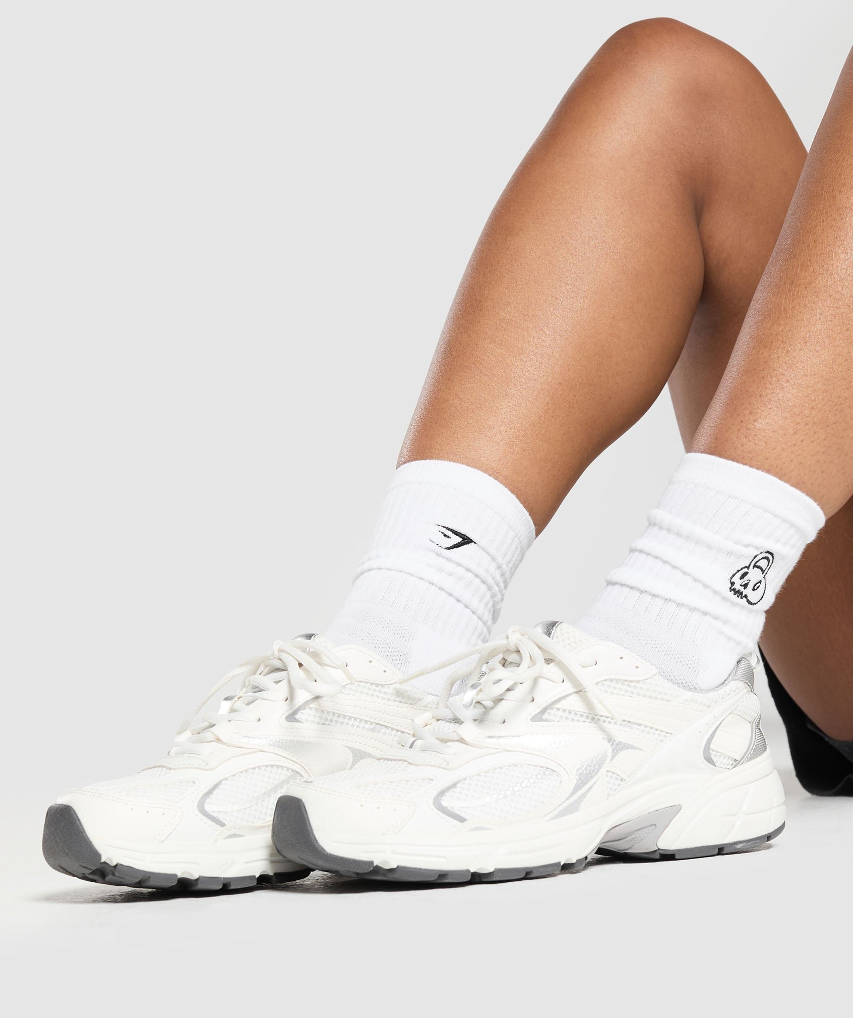 Gymshark Graphic Kettlebell Crew Sock Single - White