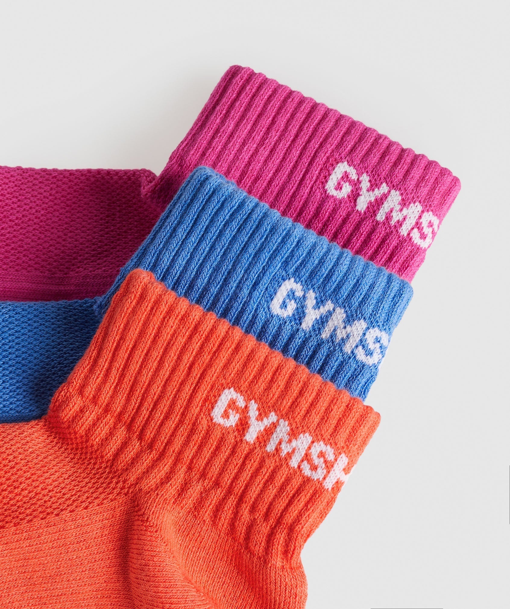 Gymshark Jacquard Quarter Socks 3pk - Wannabe Orange/Lats Blue/Valley Pink