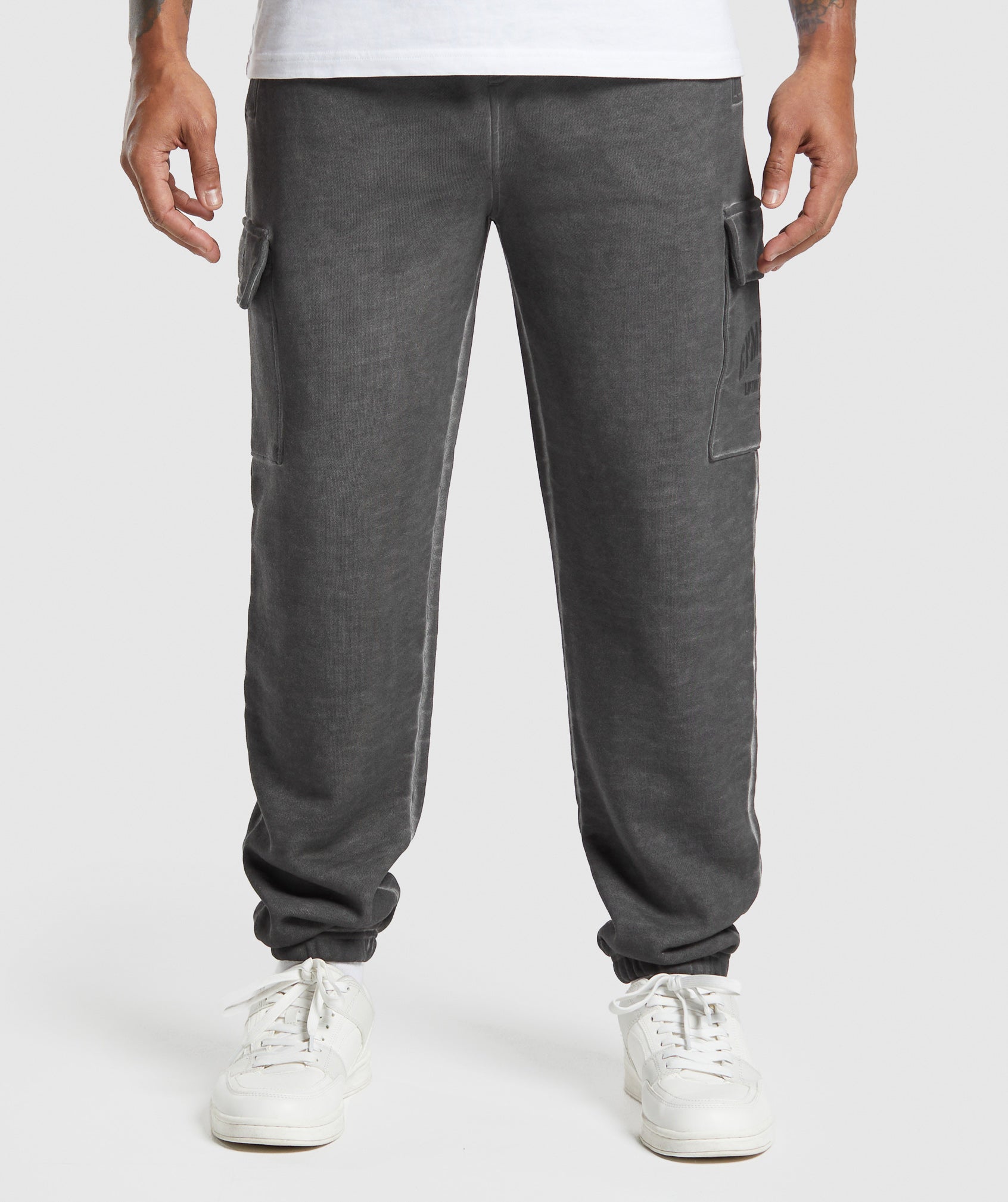 Heavyweight Washed Cargo Joggers - Black