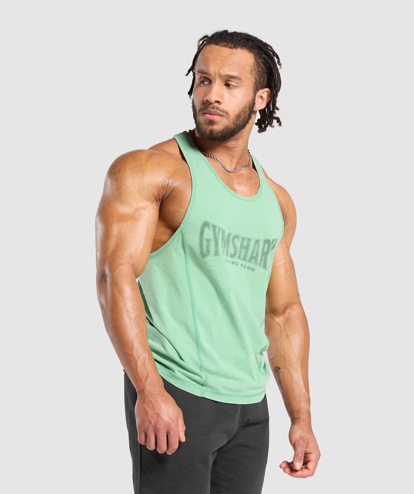 Gymshark Heritage Washed Stringer - Lagoon Green
