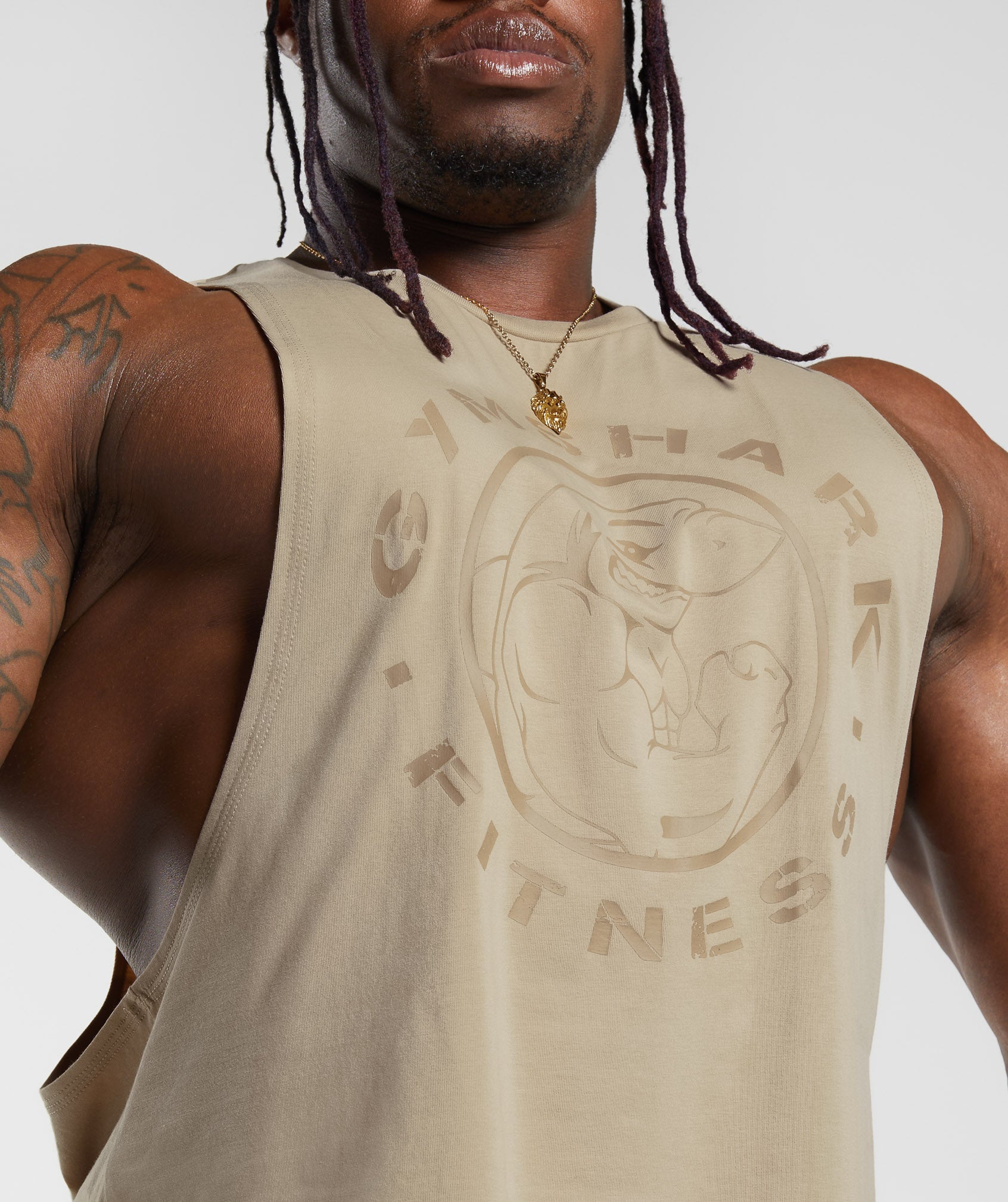 Gymshark Legacy Drop Arm Tank - Desert Beige