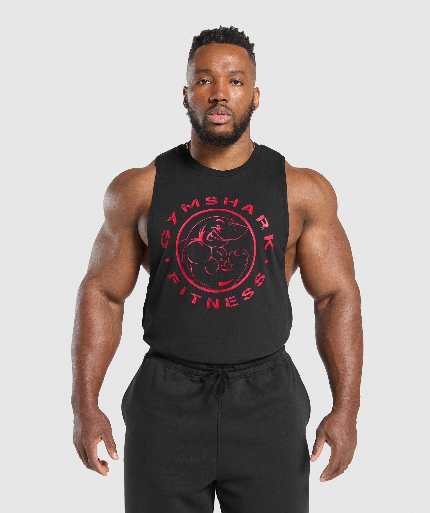 Gymshark Legacy Drop Arm Tank - Black/Conditioning Red