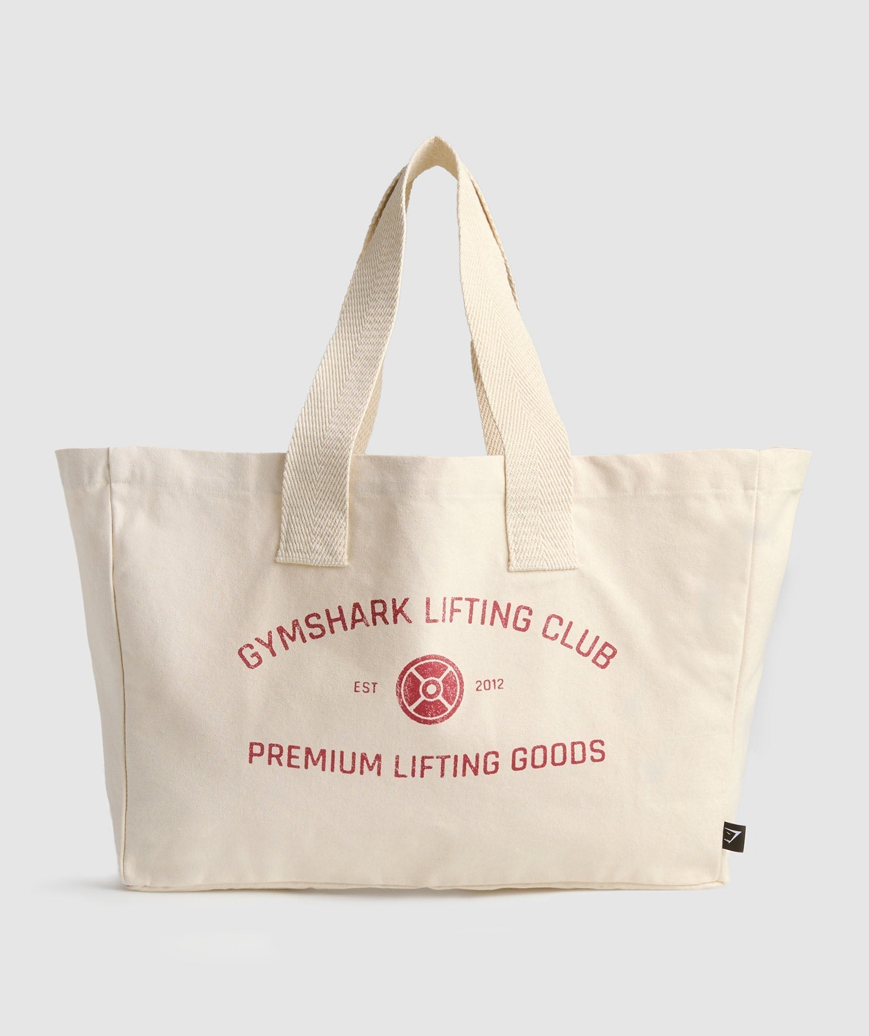 Gymshark Weight Plate Oversized Tote - Oat White/Carmine Red