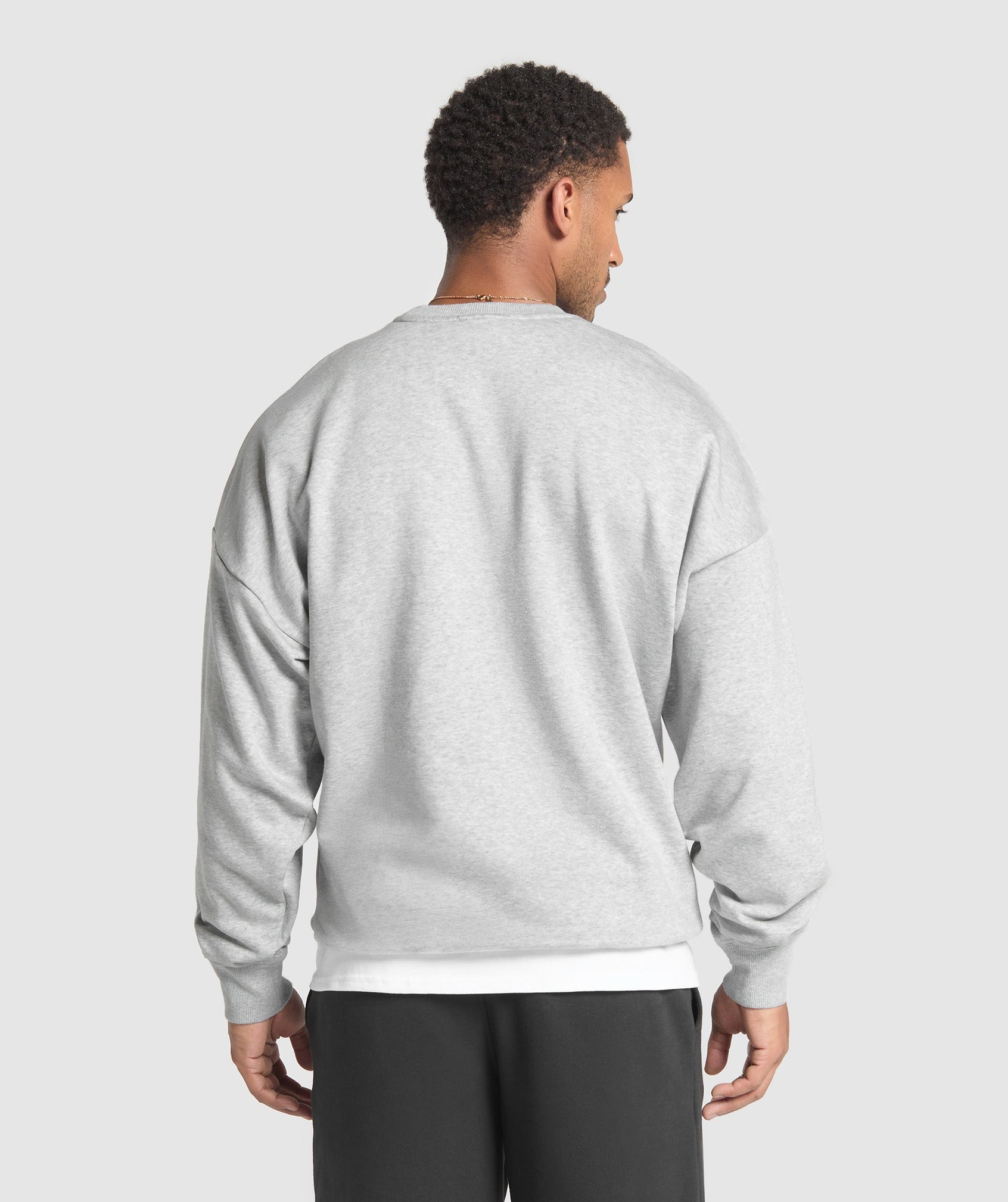 Gymshark Oversized Crest Crew - Light Grey Core Marl