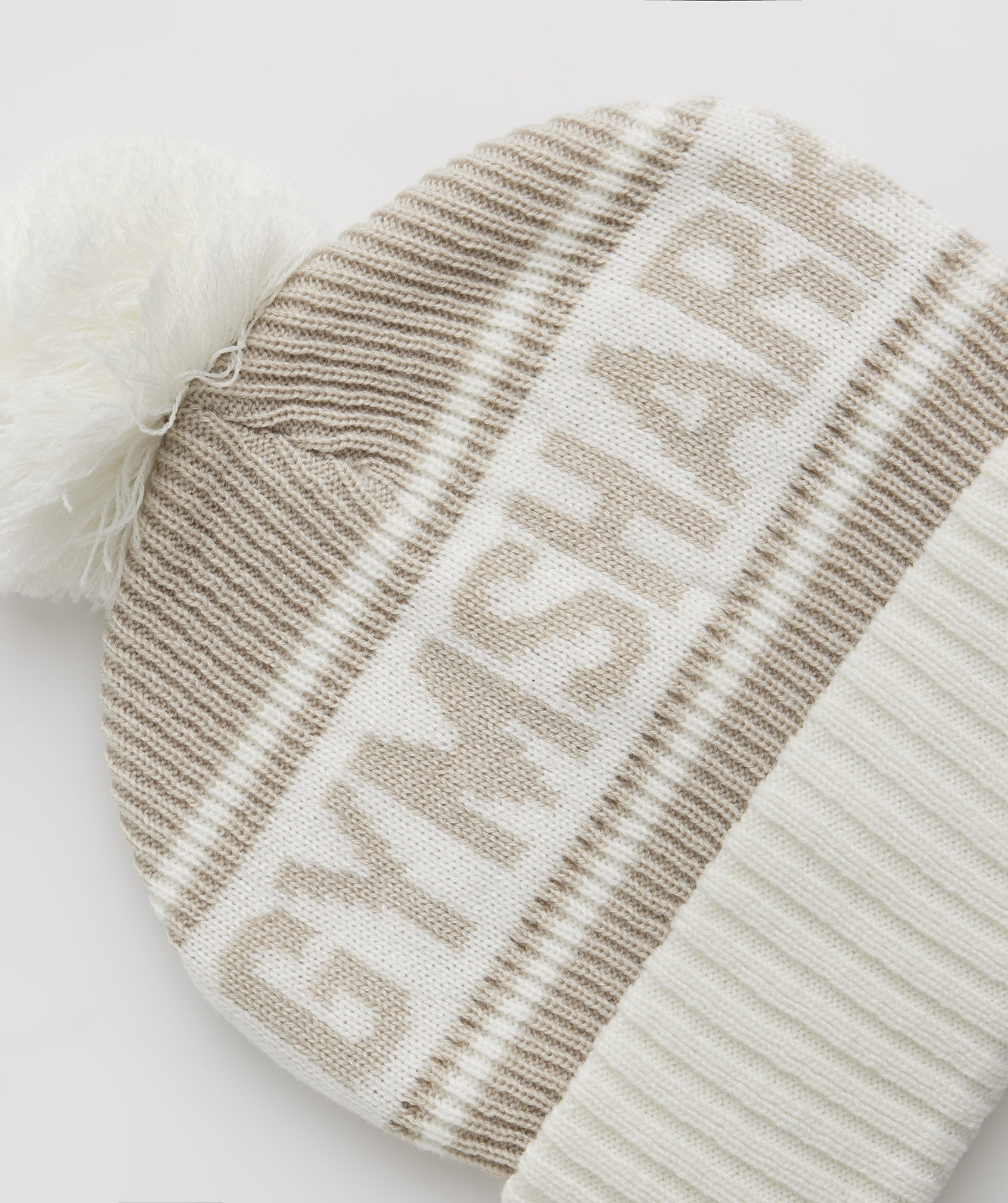 Gymshark Pom Beanie - Pebble Grey/White