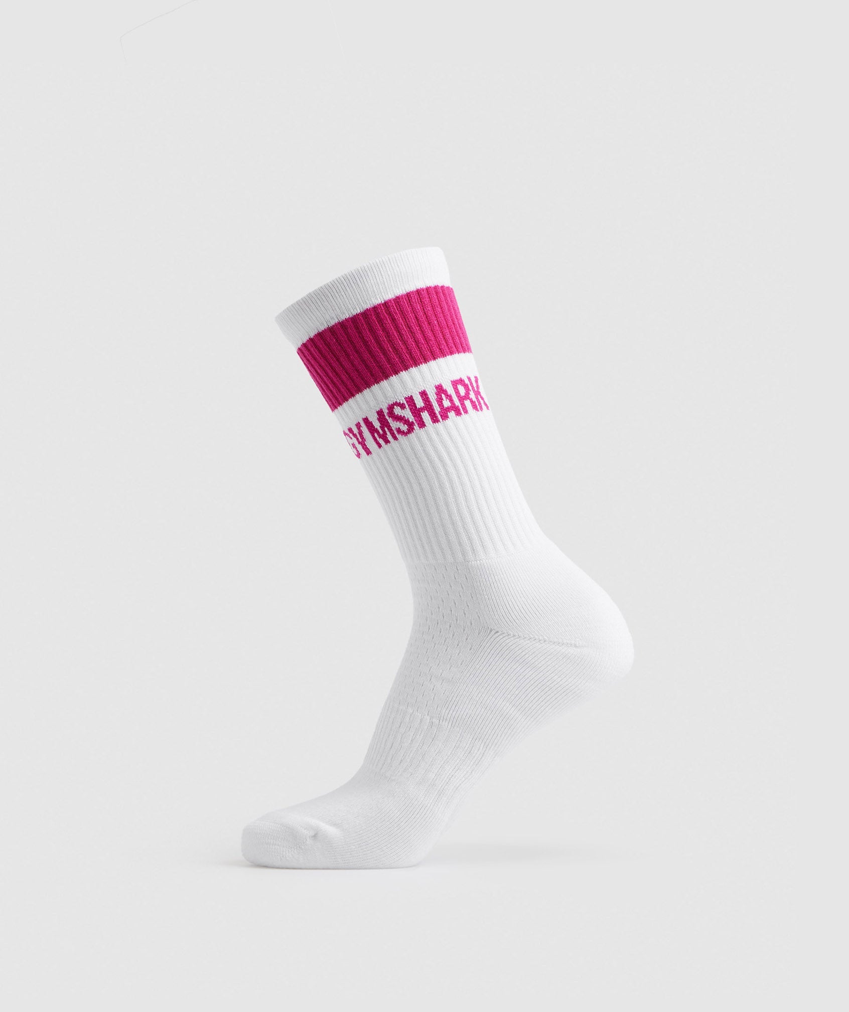 Gymshark Premium Jacquard Single Socks - White/Magenta Pink