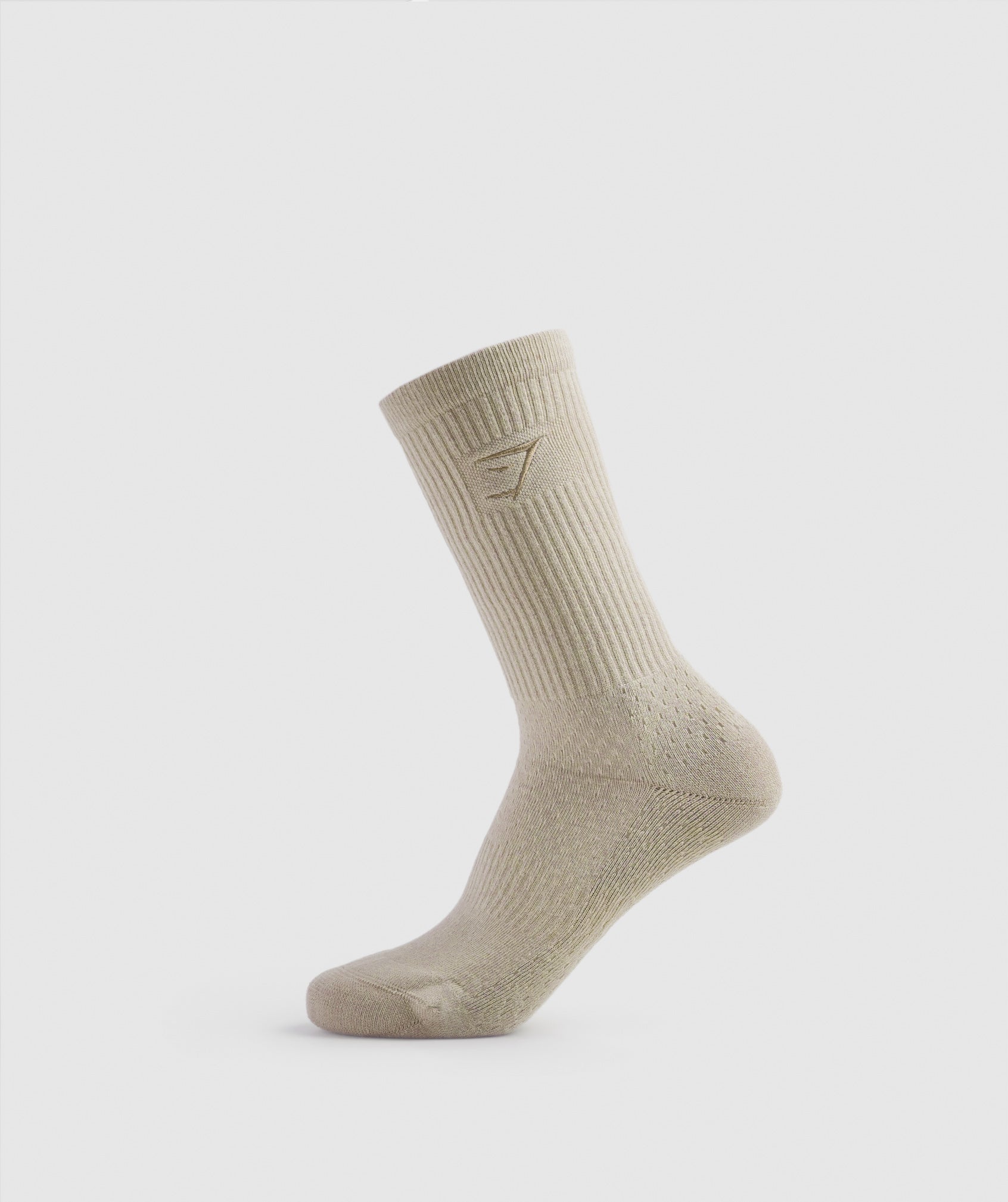 Gymshark Premium Sharkhead Crew Sock 1pk - Pebble Grey/Earthy Brown