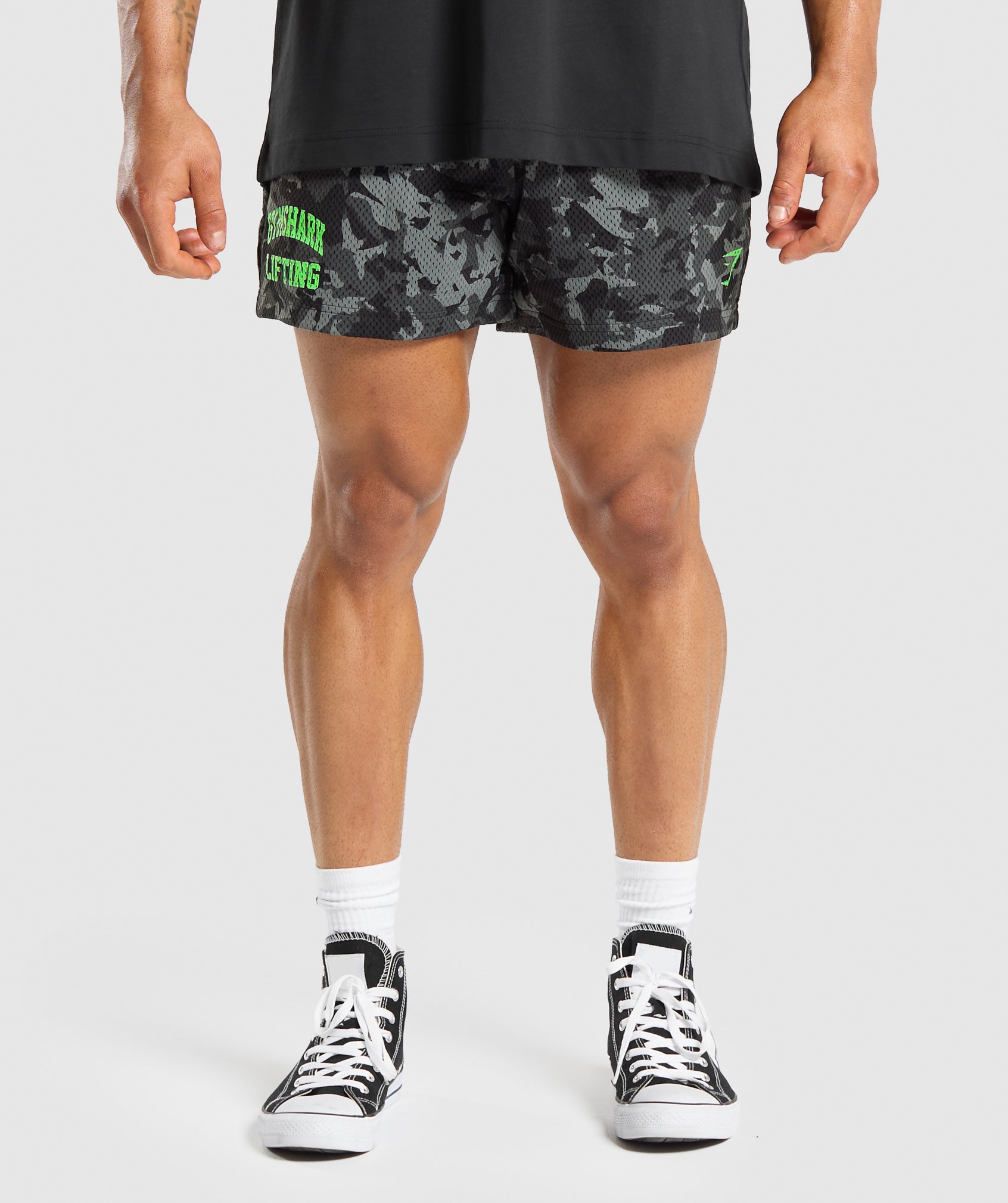 Gymshark Printed Lifting Mesh 5" Shorts - Black