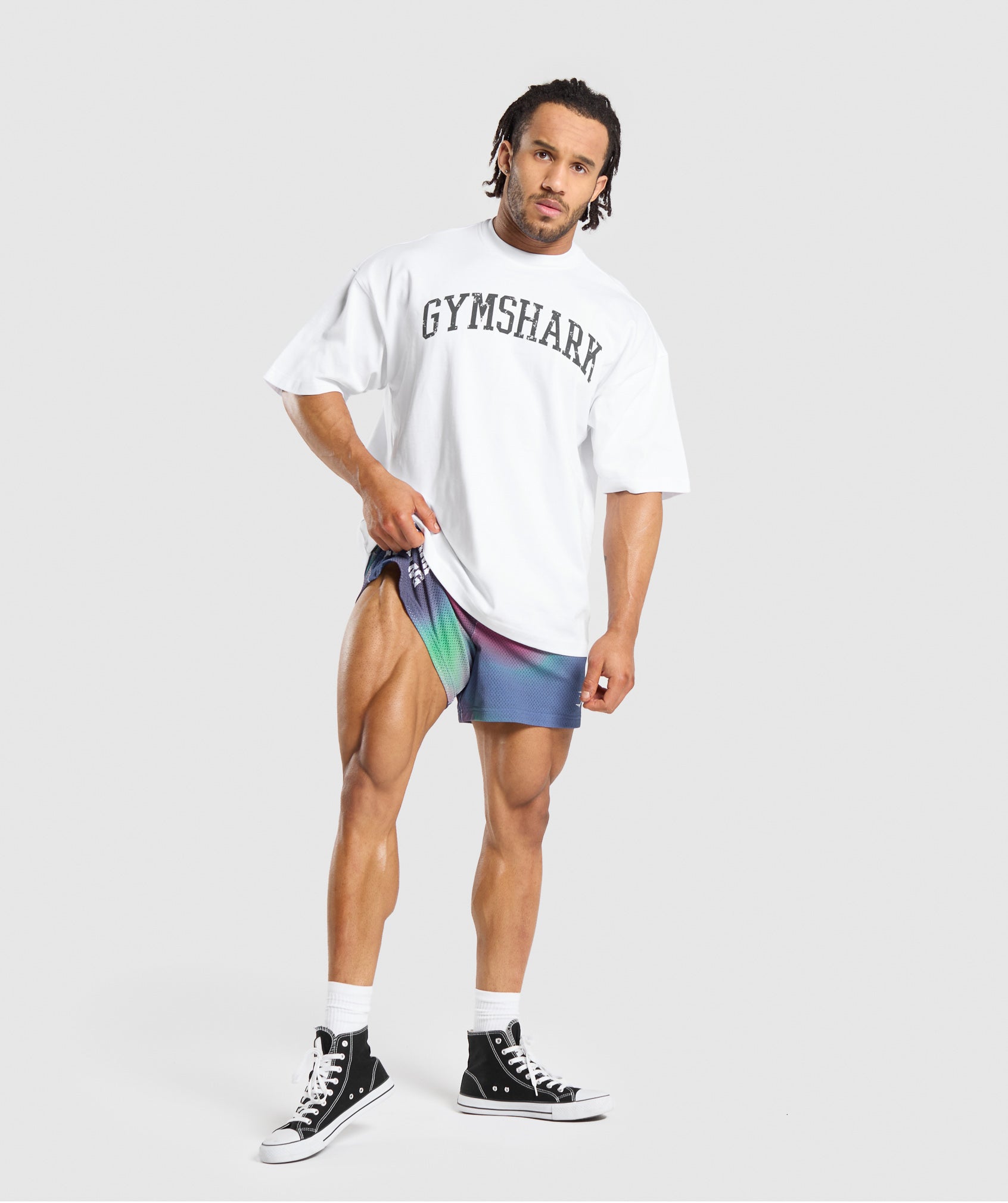 Gymshark Printed Lifting Mesh 5" Shorts - White