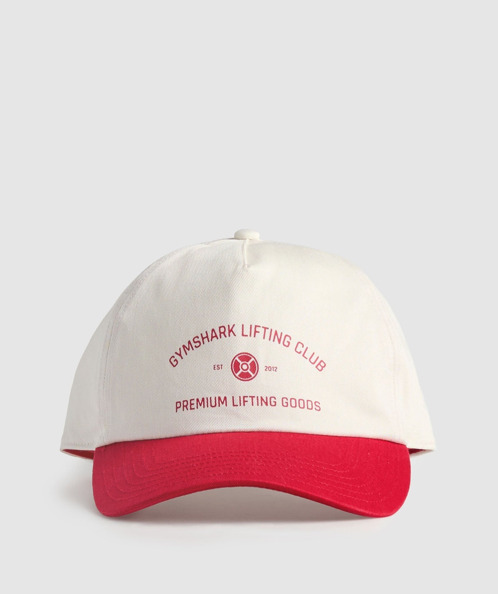 Gymshark Weight Plate Relaxed Trucker - Oat White/Carmine Red