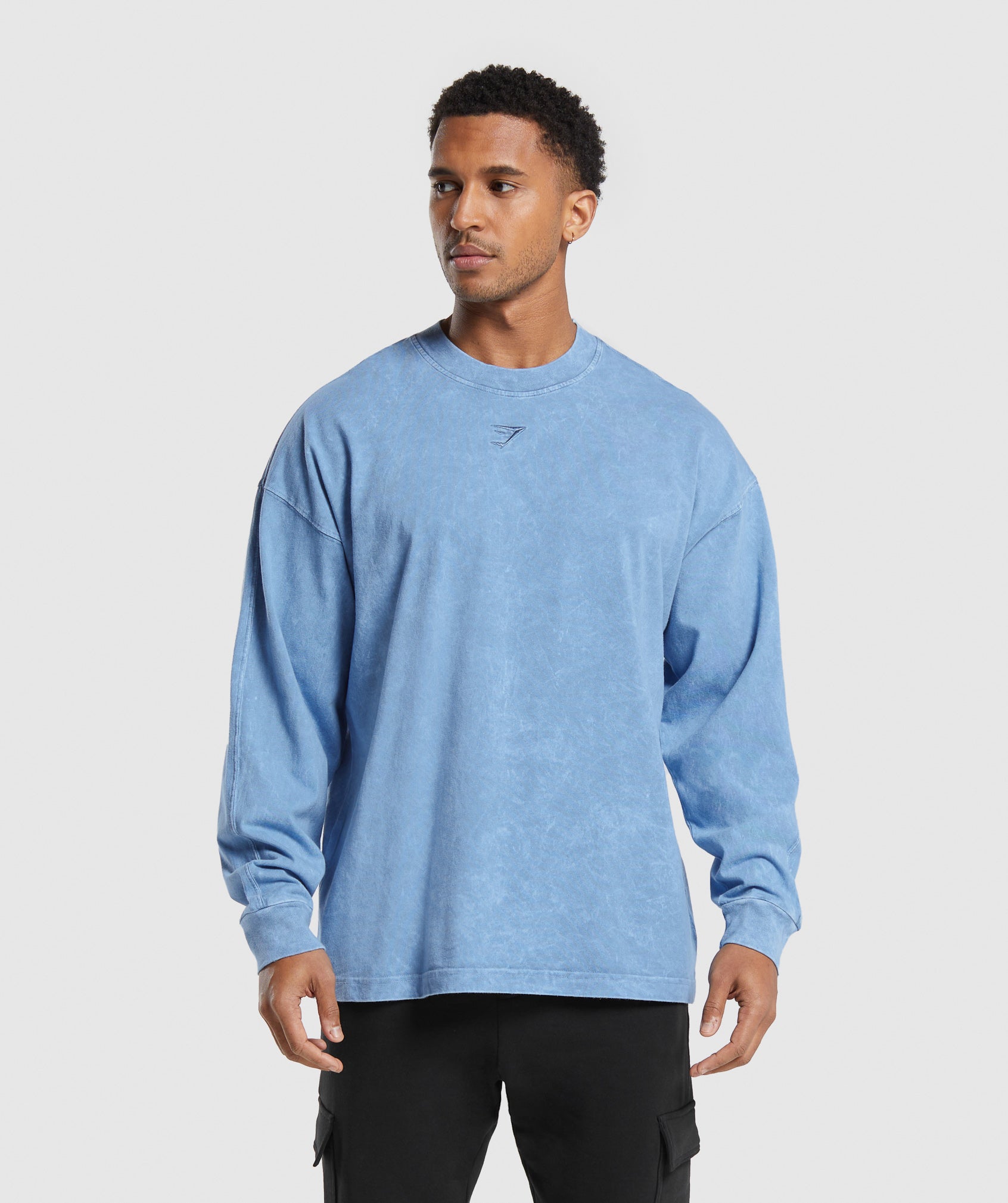 Gymshark Rest Day Washed Long Sleeve T-Shirt - Faded Blue