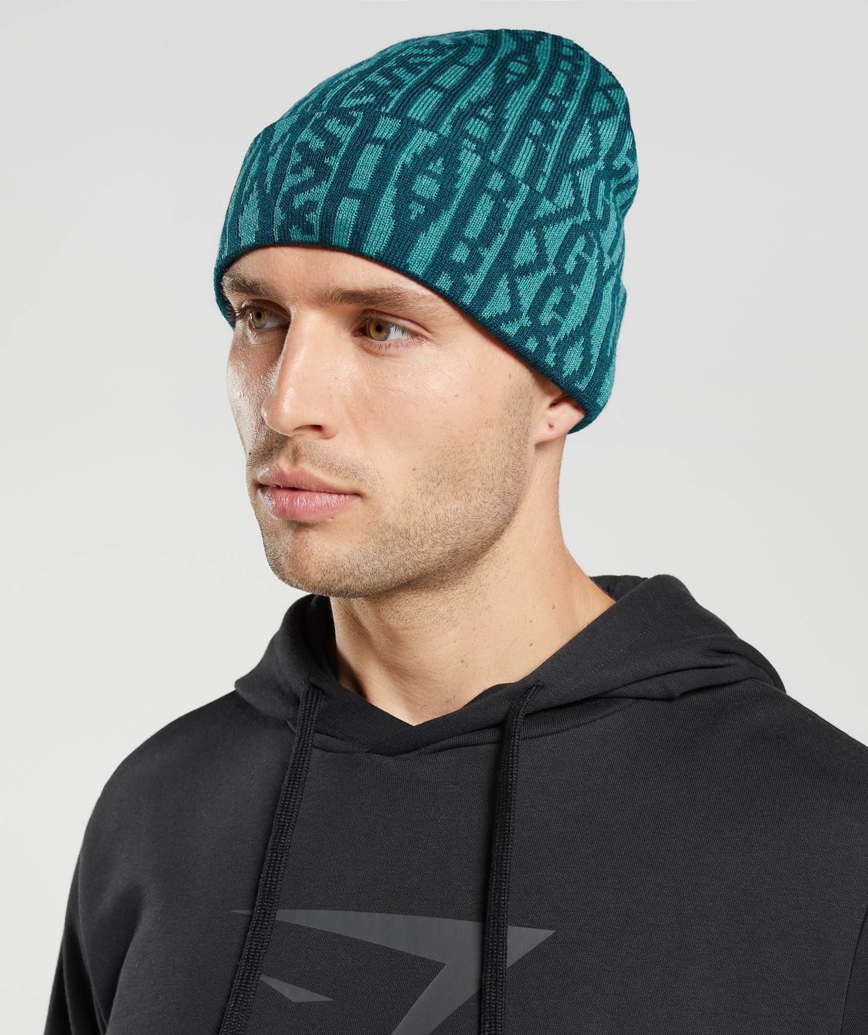Gymshark Reversable Jacquard Beanie - Winter Teal/Slate Blue