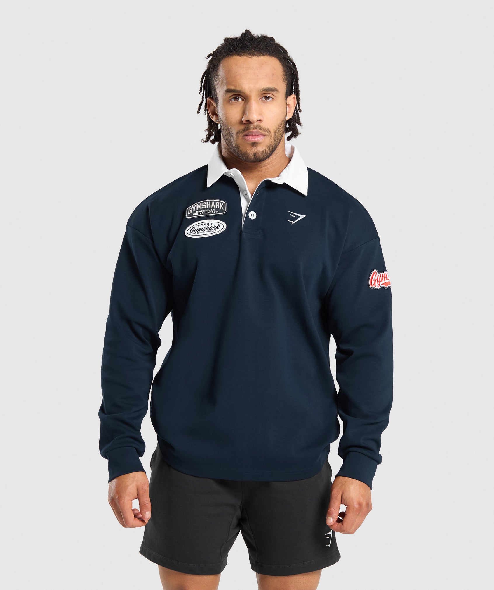 Gymshark Rugby Shirt - Navy/White