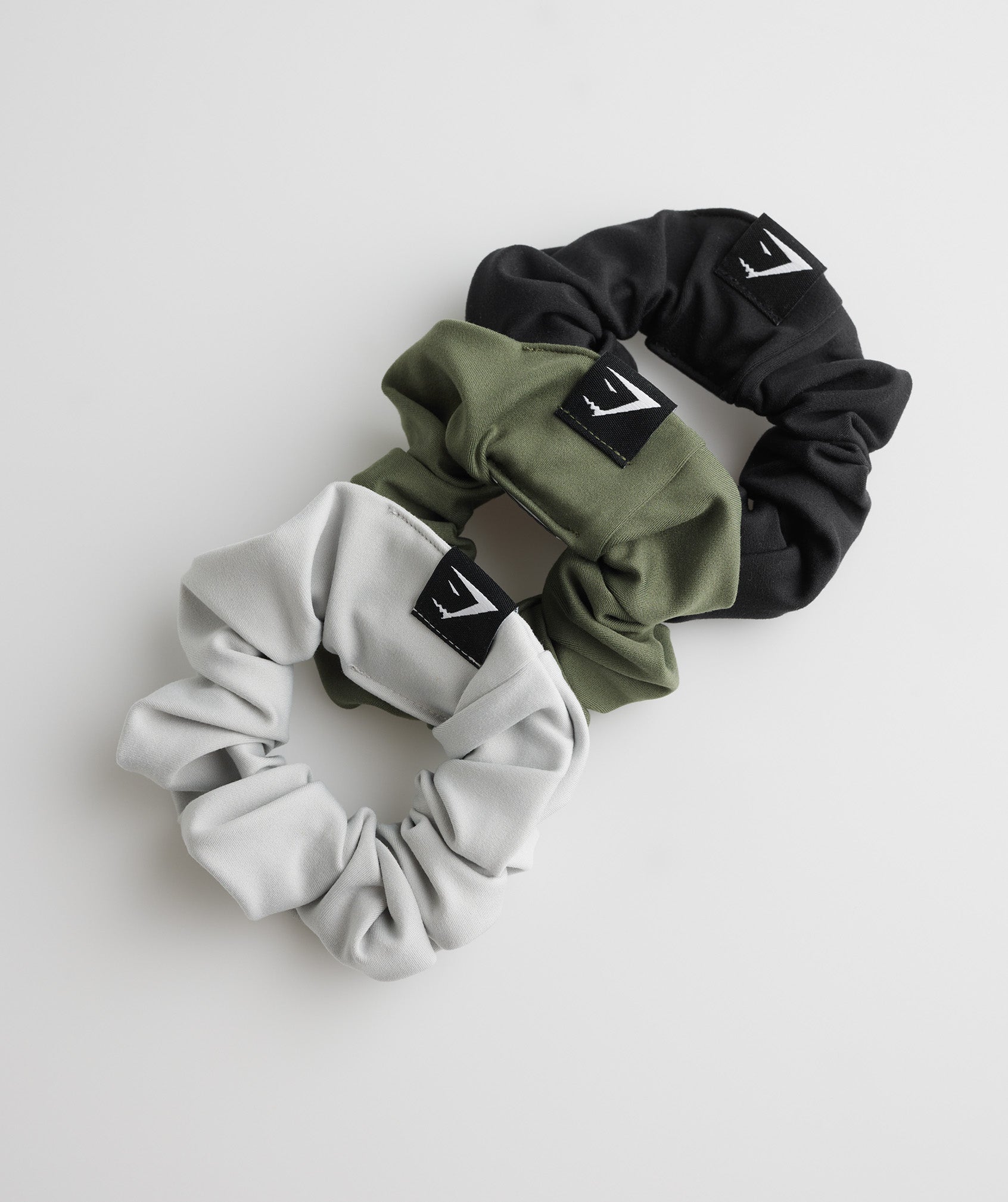 Gymshark Scrunchies 3Pk - Black/Core Olive/Light Grey