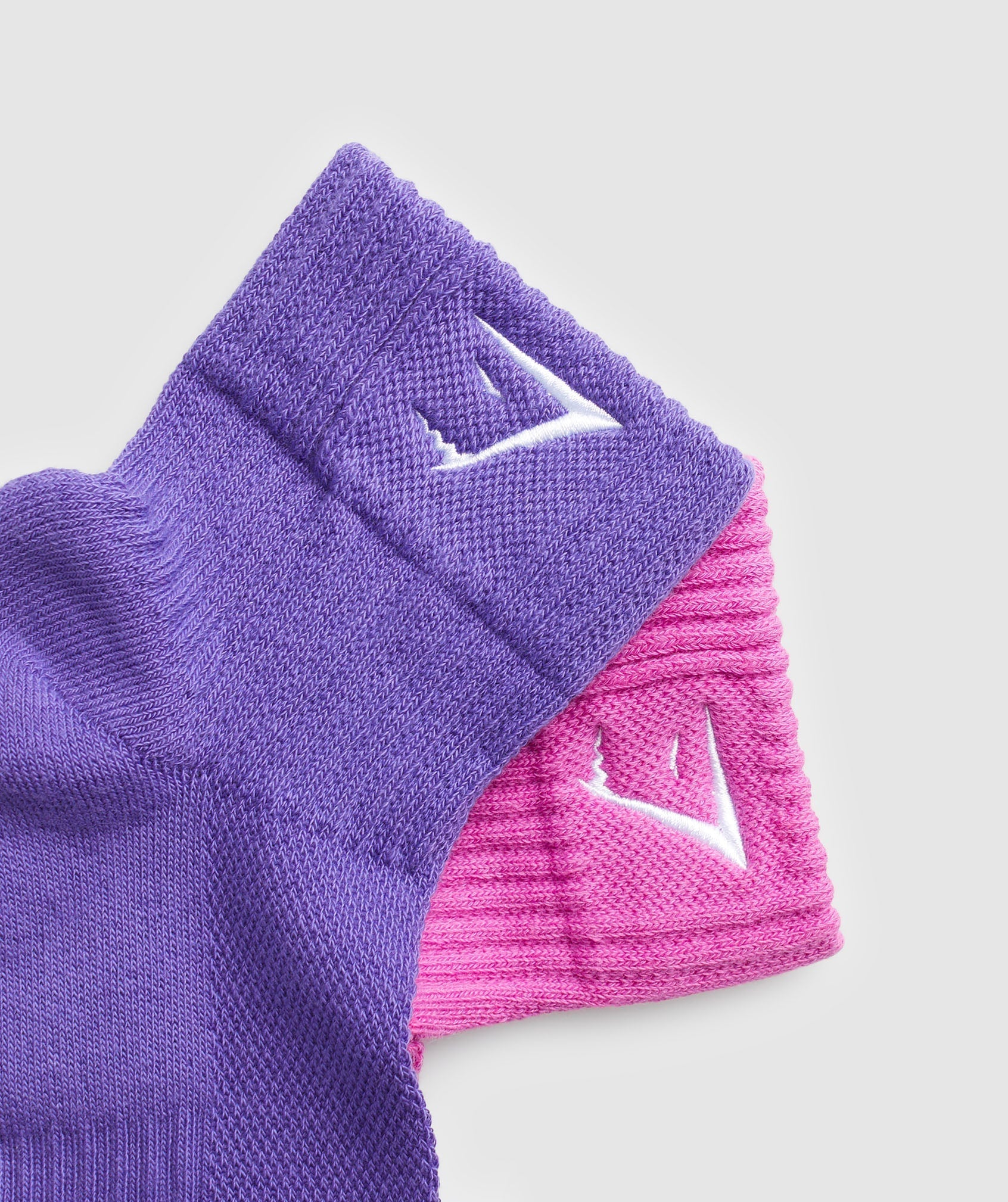 Gymshark Sharkhead Embroidered Quarter Socks 2pk - Shelly Pink/Stellar Purple