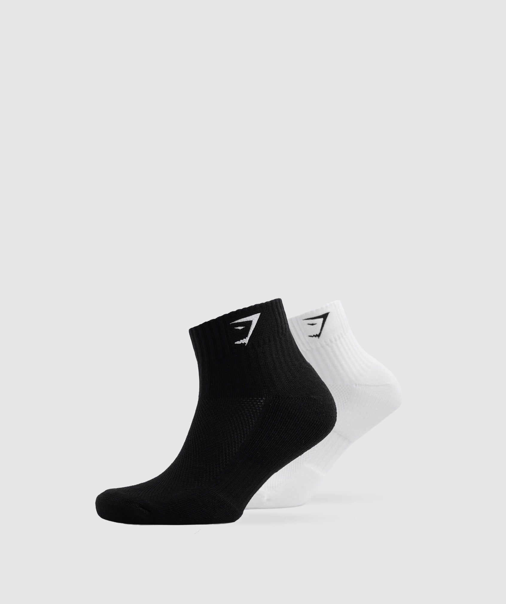 Gymshark Sharkhead Embroidered Quarter Socks 2pk - White/Black