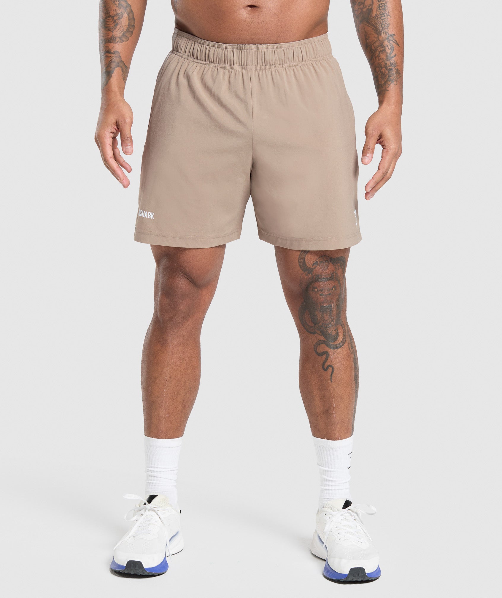 Gymshark Sport Panel 7" Shorts - Cement Brown/Pebble Grey