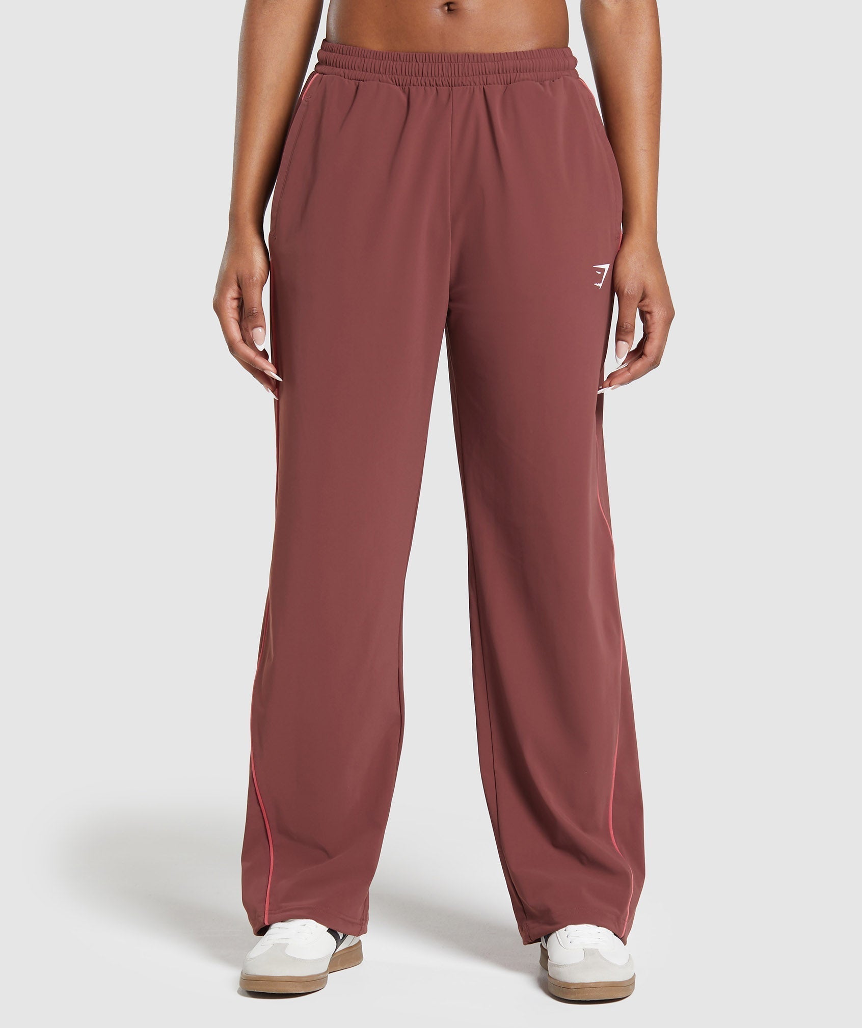 Gymshark Stitch Feature Woven Pants - Burgundy Brown
