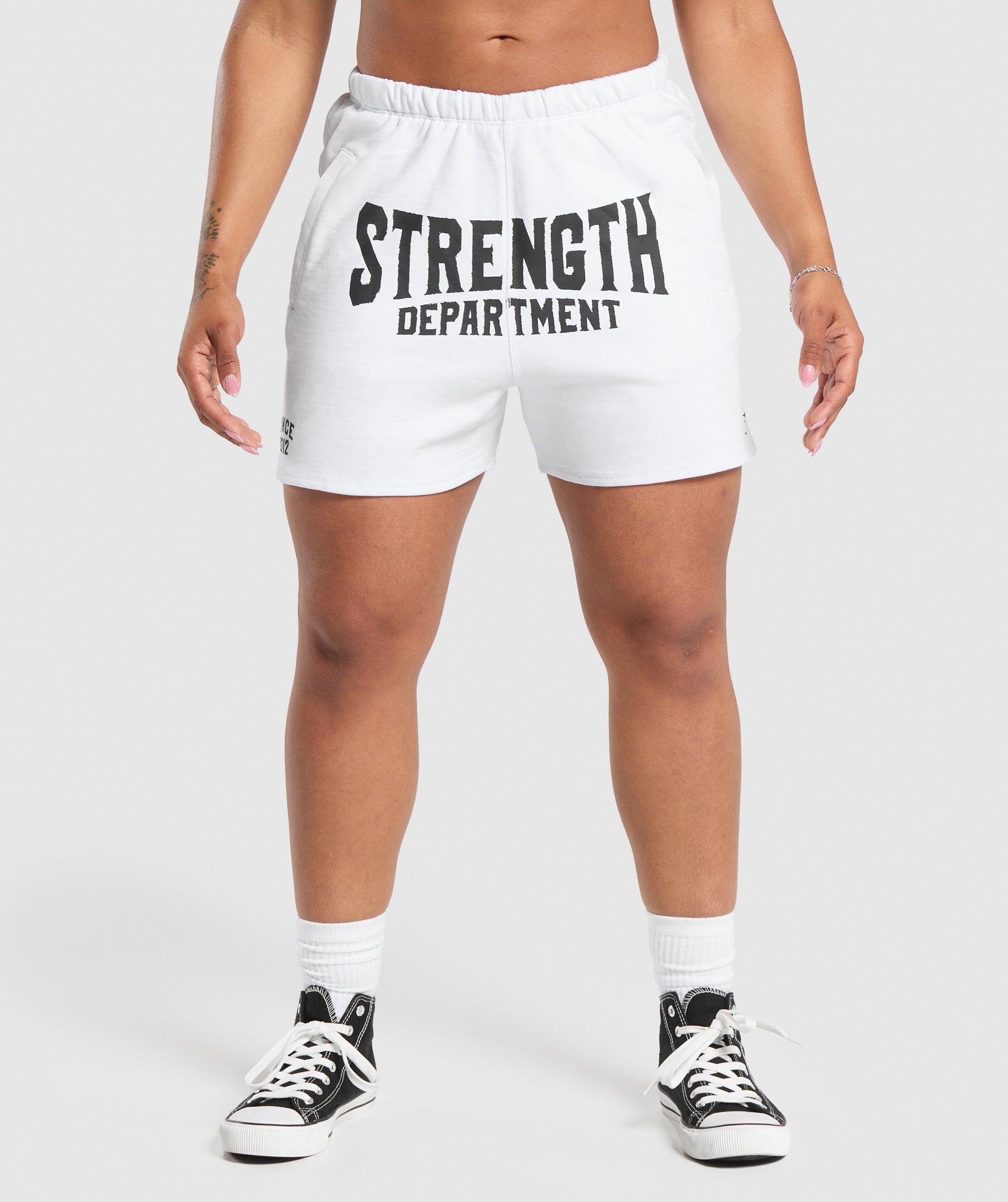 Gymshark Strength Department Graphic Shorts - White