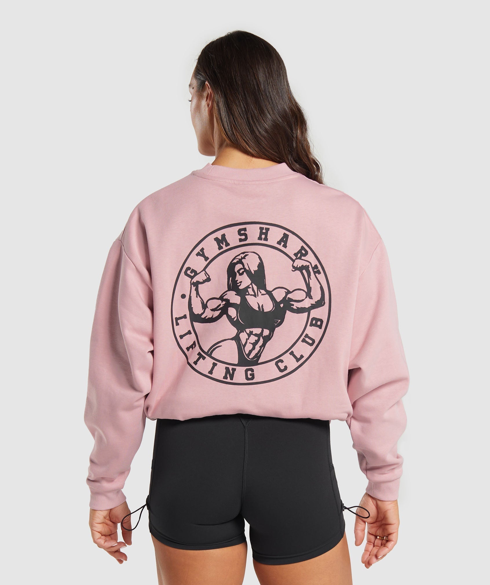 Gymshark Strong Girl Lifting Club Oversized Graphic Crew - Light Pink
