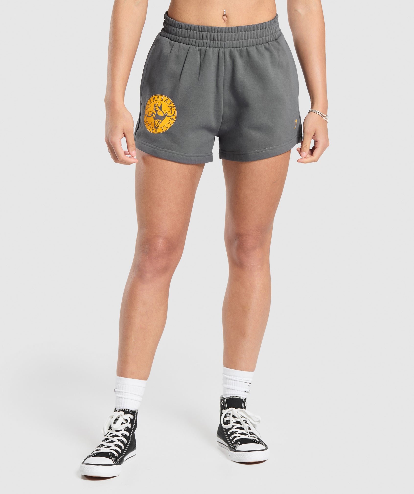 Gymshark Strong Girl Lifting Club Graphic Shorts - Pitch Grey