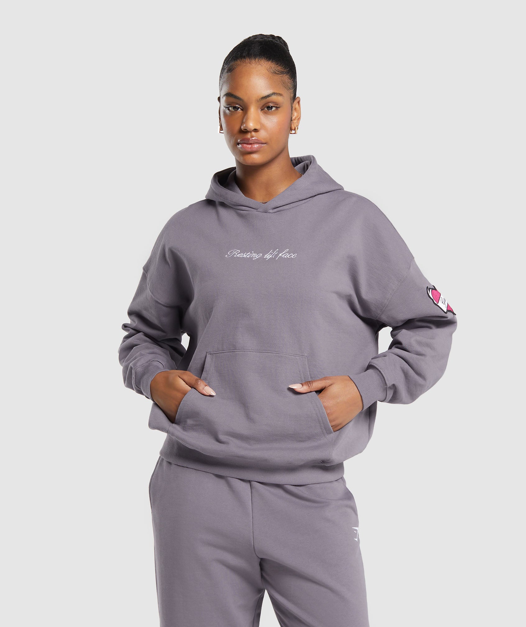 Gymshark Tattoo Oversized Hoodie - Fog Purple