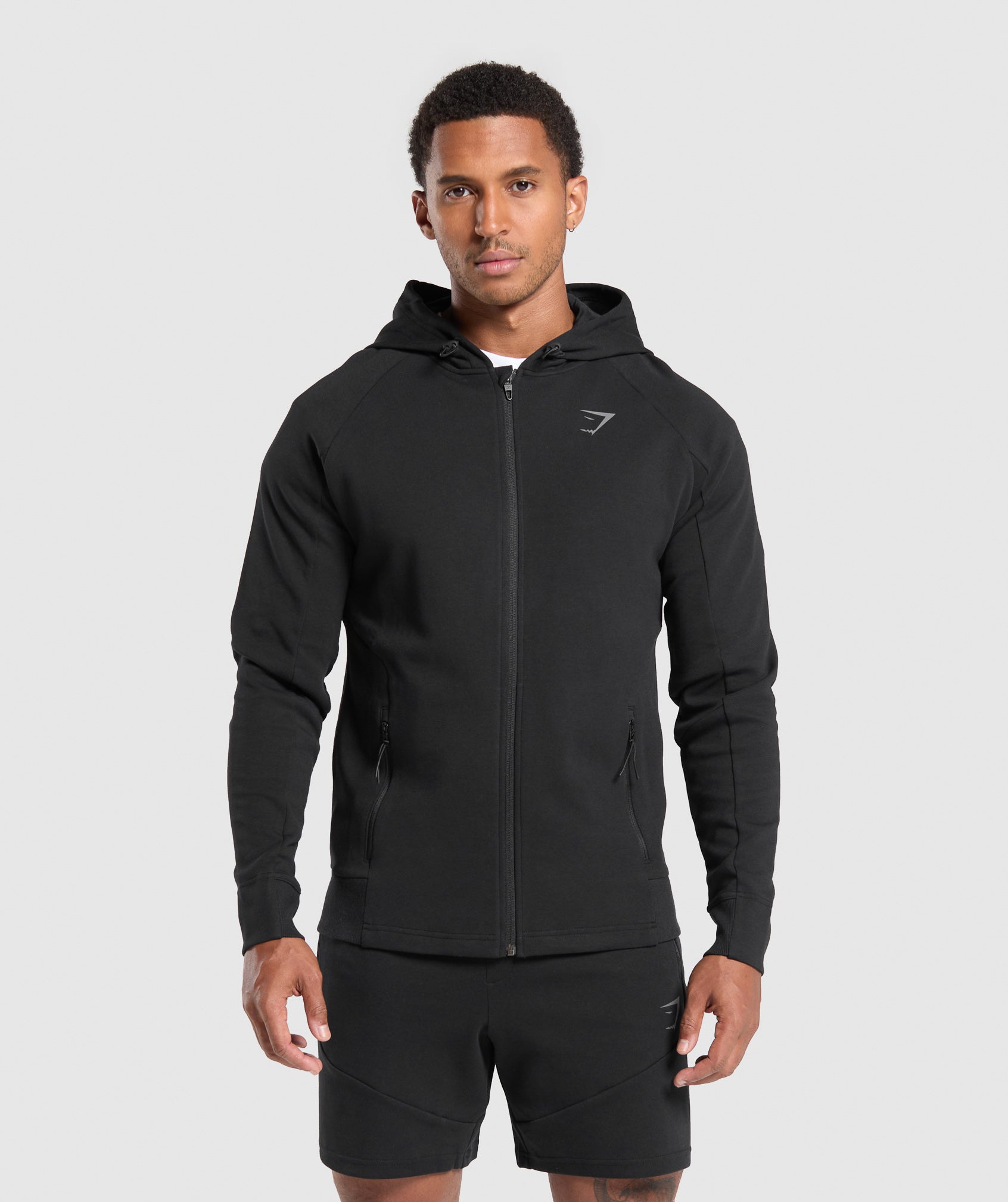 Gymshark Interlock Tech Zip Up Hoodie - Black