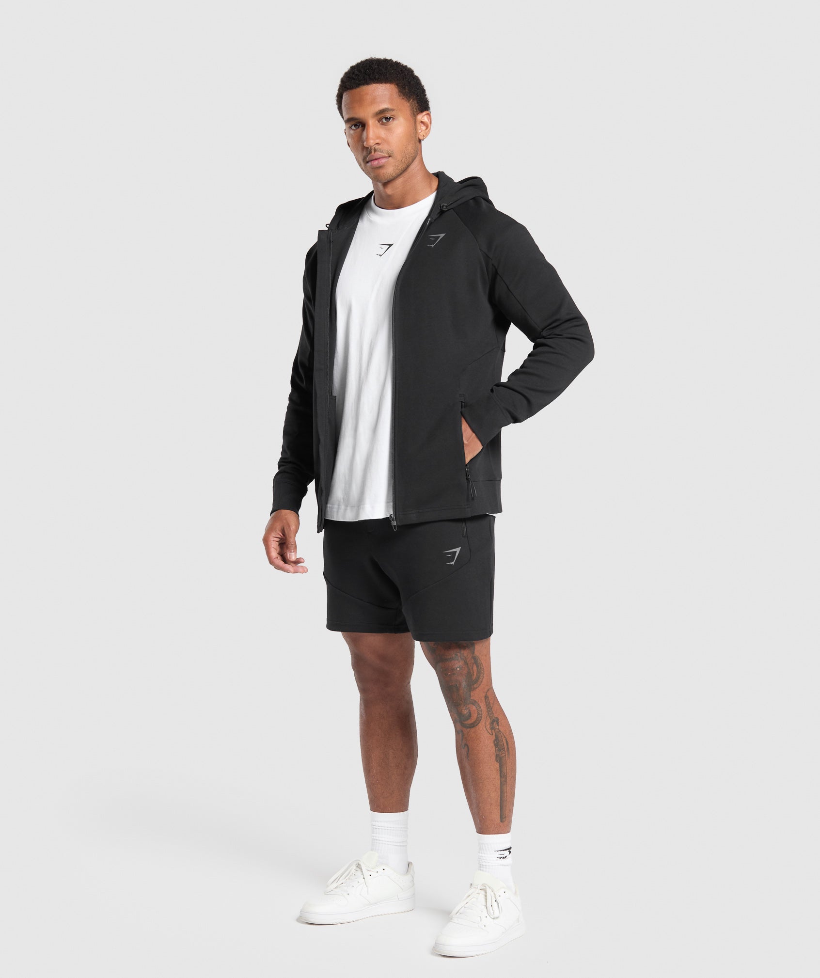 Gymshark Interlock Tech Zip Up Hoodie - Black