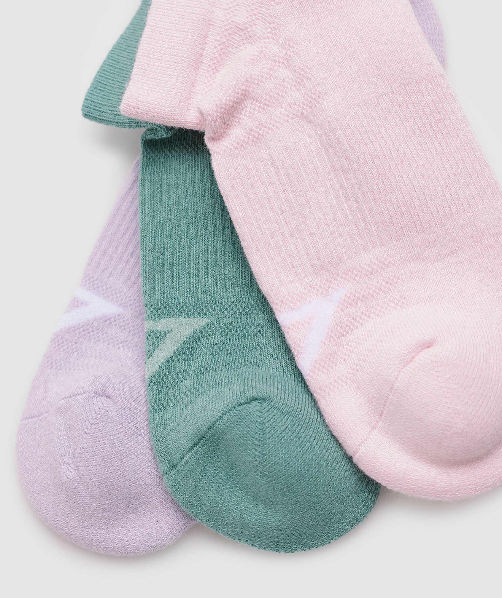 Gymshark Trainer Socks 3pk - Chalk Pink/Ink Teal/Purple